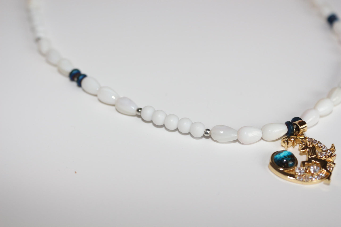 Handmade Pearl-Inspired Necklace with Celestial Pendant – "Moonlit Dream"