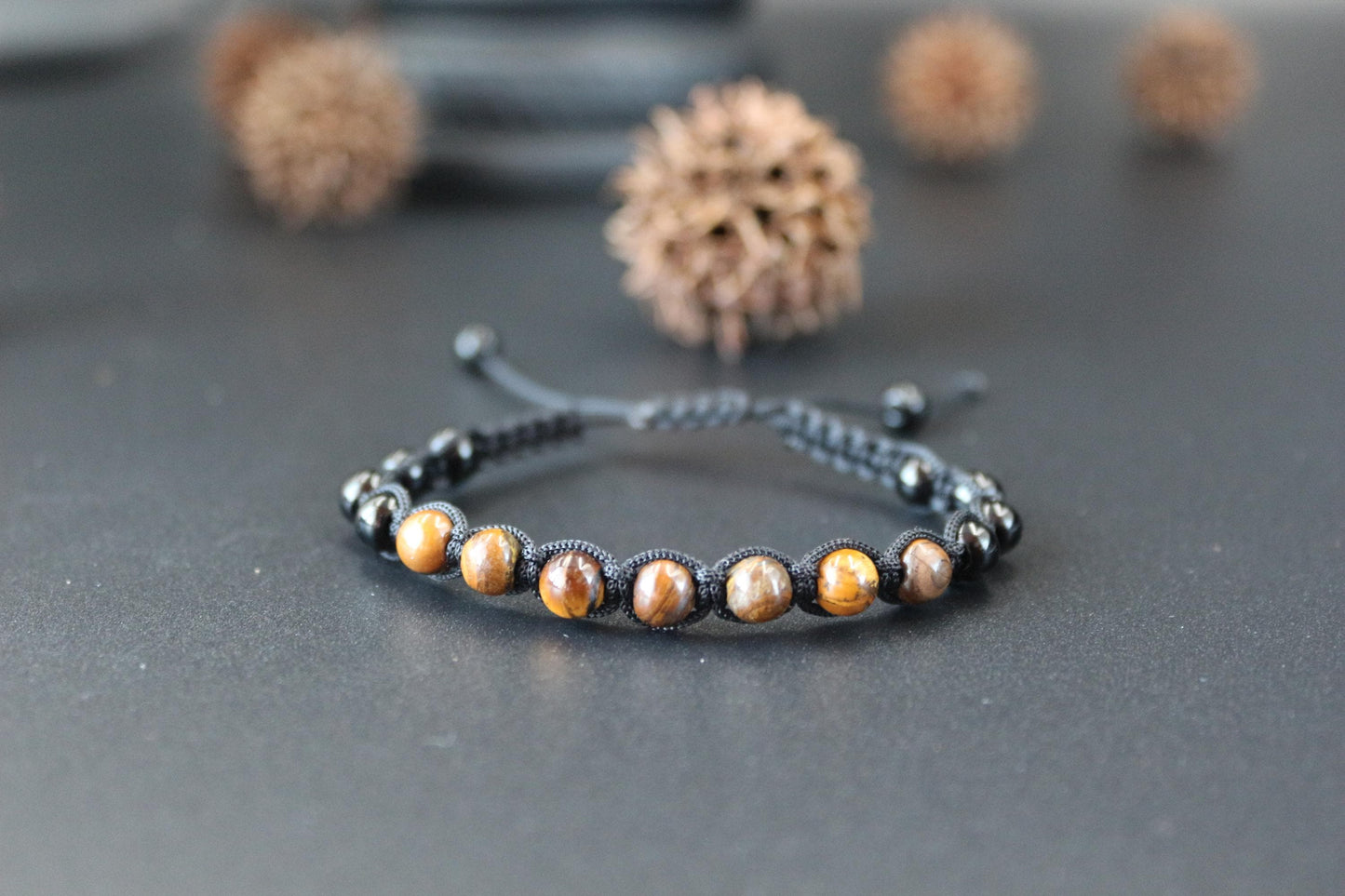 Bracelet - Handmade with Tiger's Eye and Onyx
