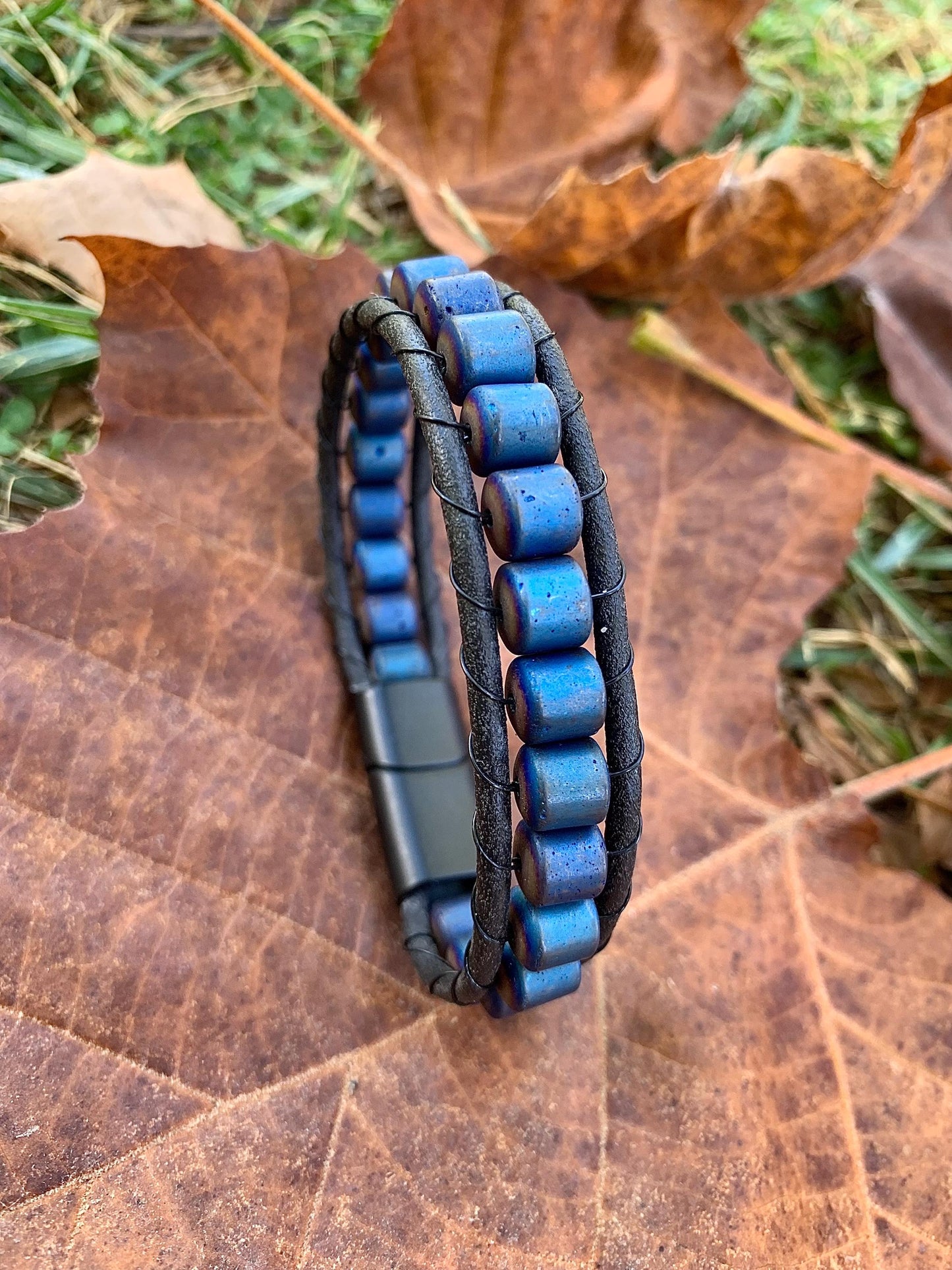 Men's Hematite Bracelet: Natural Stone, Minimalist Energy Jewelry