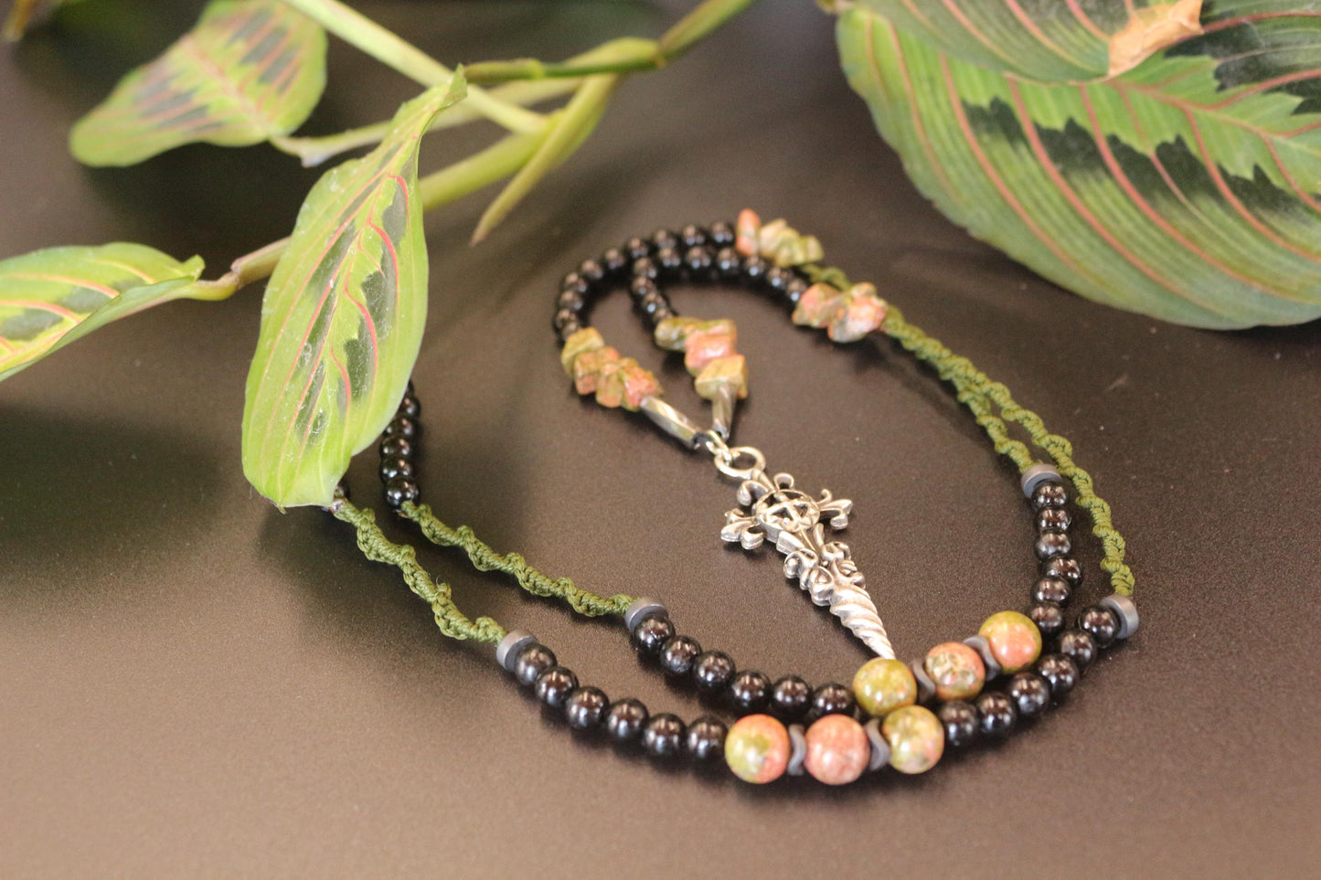 Handmade Unakite Natural Stone Men's Necklace – Special Design, Casual Style, Unique Collection