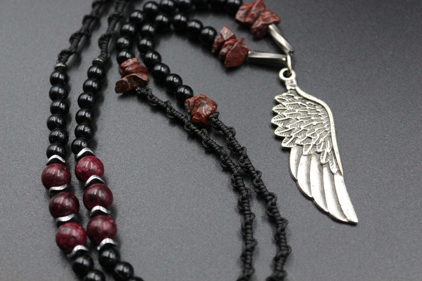 Red Jasper and Symbolic Pendant - Handmade Necklace