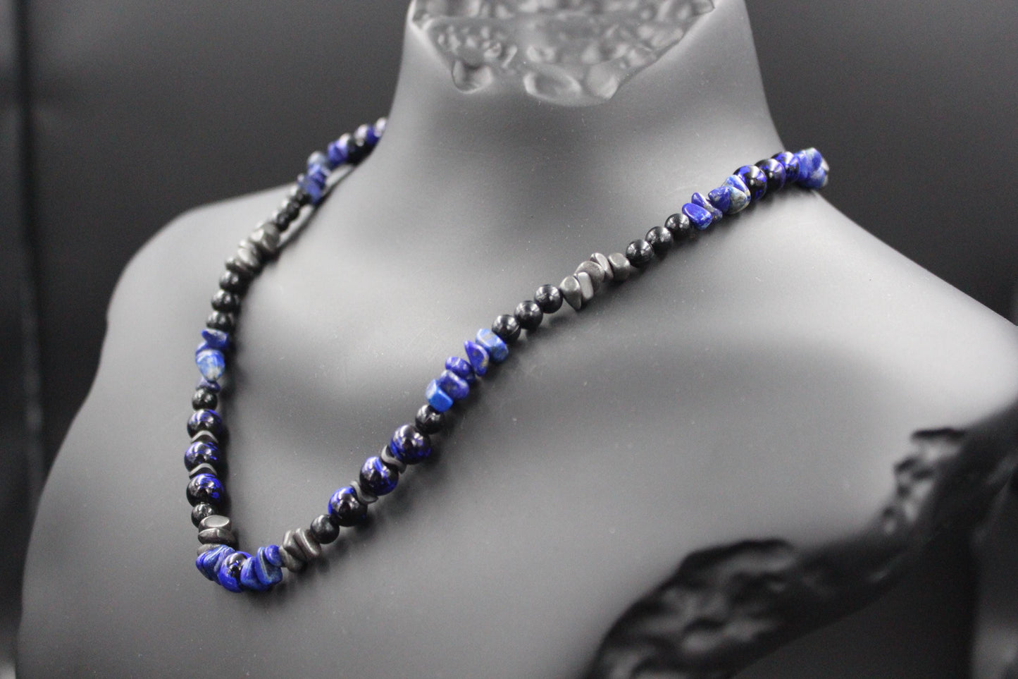 Hematite and Lapis Lazuli Necklace - Handmade, Original Design