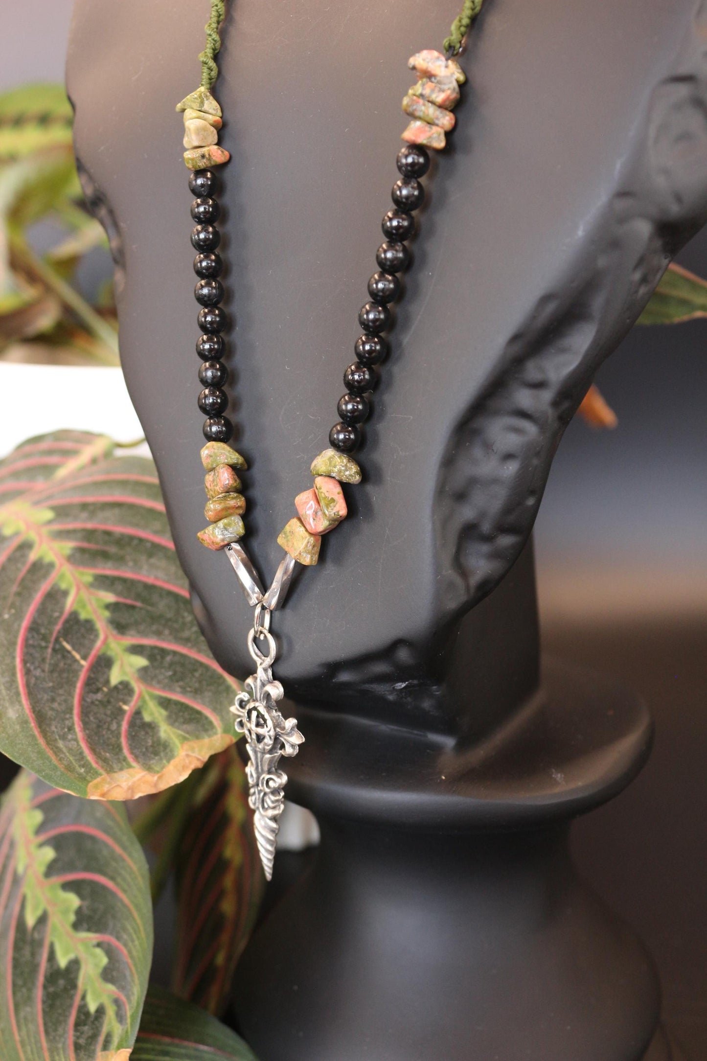 Handmade Unakite Natural Stone Men's Necklace – Special Design, Casual Style, Unique Collection