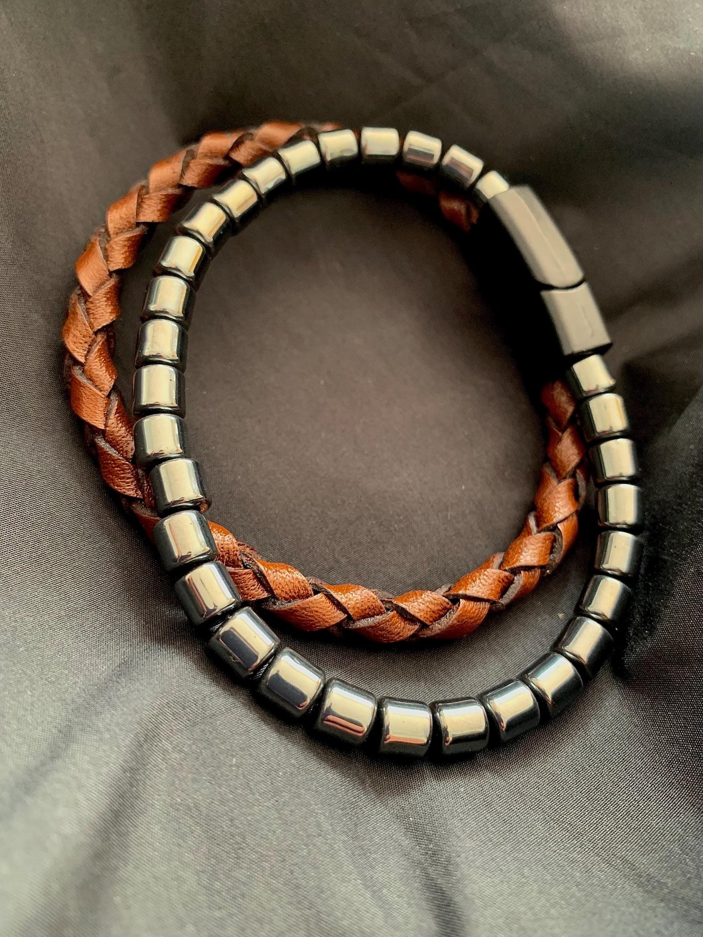 gamstone ama original leather Hematite ,quality and masculinity special design