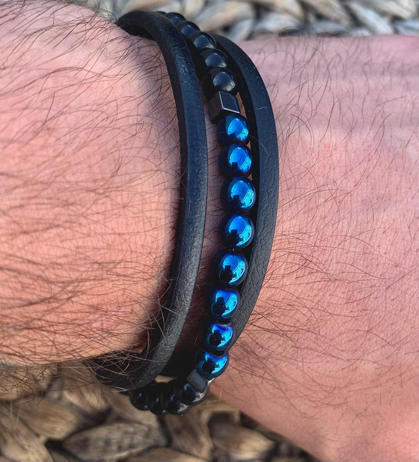 gamstone ama original leather Hematite ,quality and masculinity special design