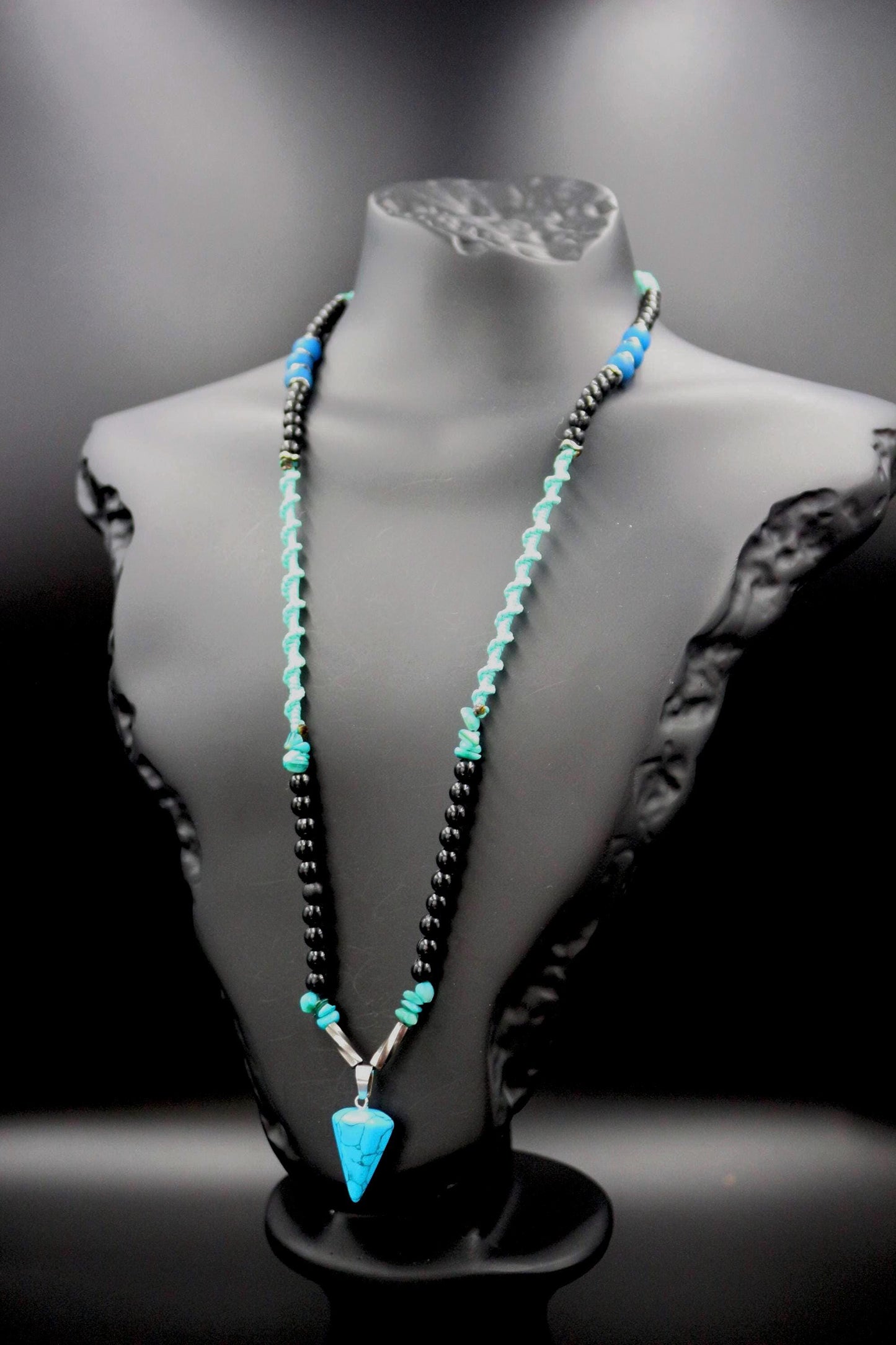 Handmade necklace from natural stones, turquoise and variscite stone necklace