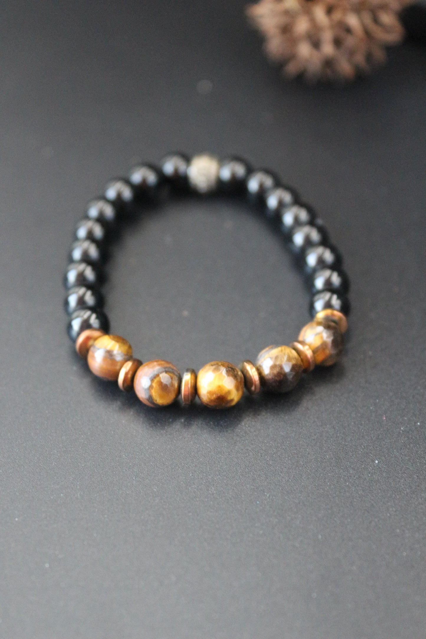 Tiger's Eye and Black Onyx Bracelet