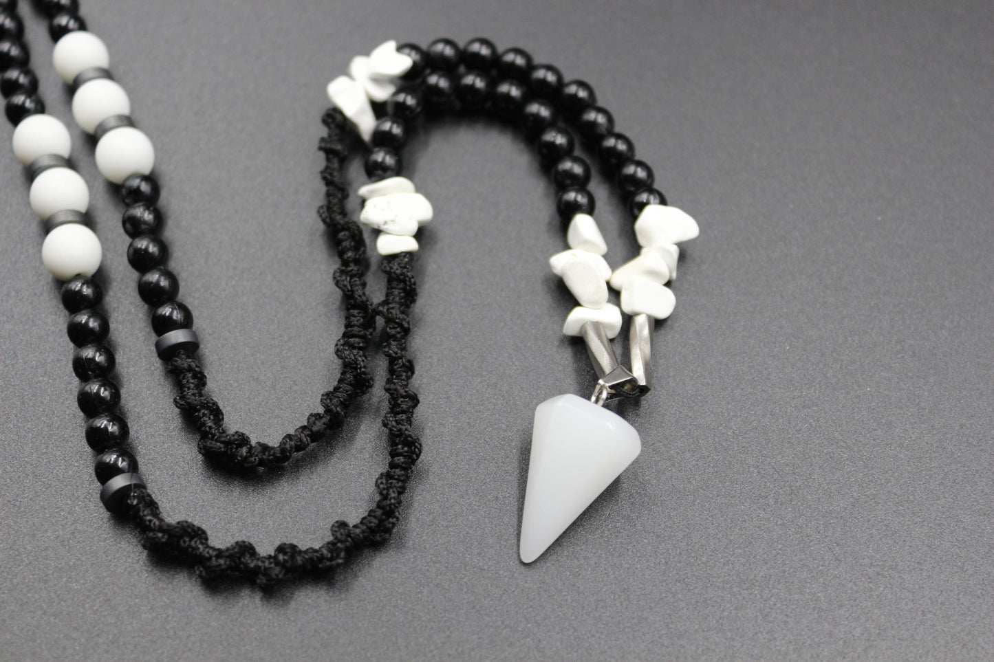 Handmade Quartz and White Howlite Stone Necklace