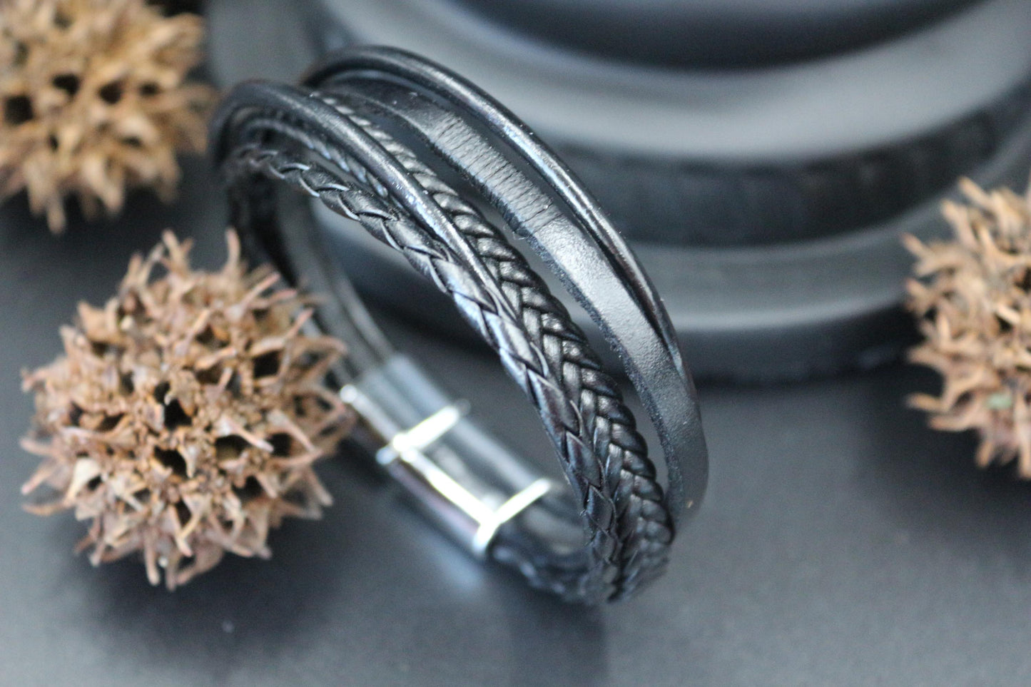 Men's Bracelet - Genuine Leather, Handmade