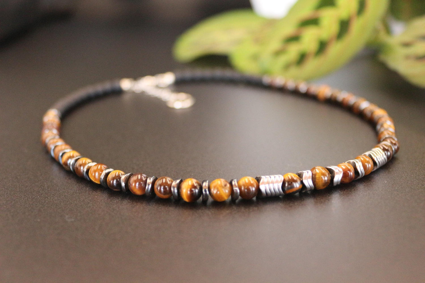 Tiger's Eye, Hematite, and Black Onyx Necklace, Unique Handmade Necklace