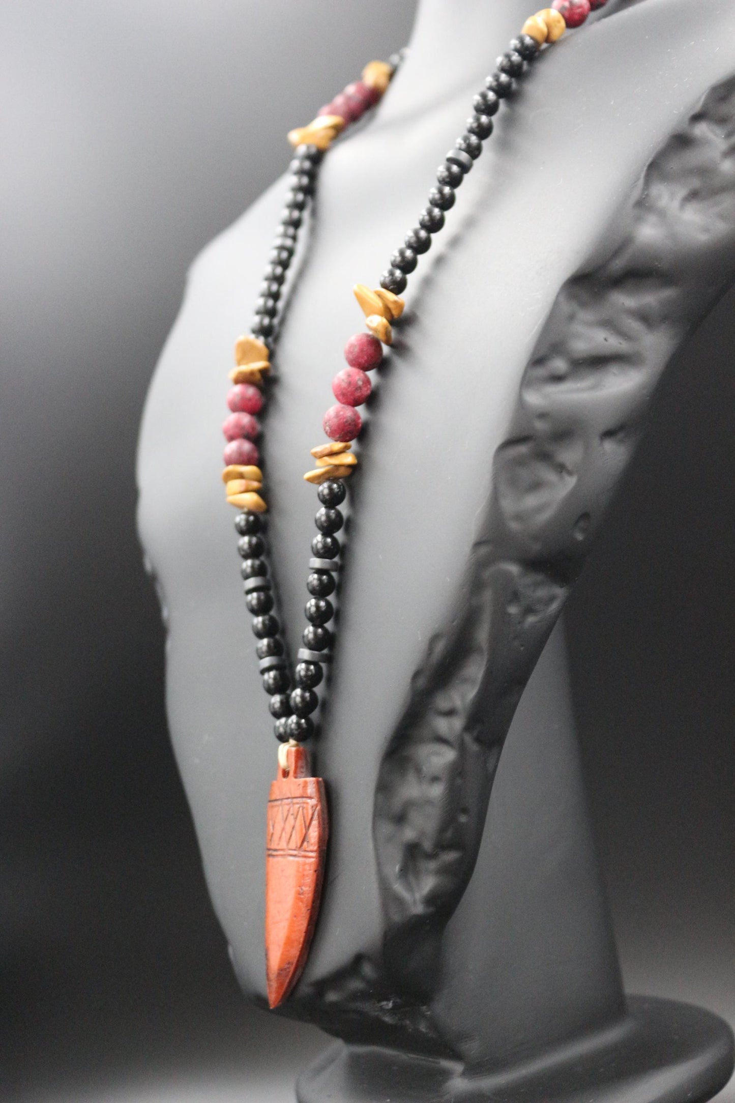 Red Garnet and Yellow Jasper Necklace. Handmade Necklace, Original Design – "Earth Energy"