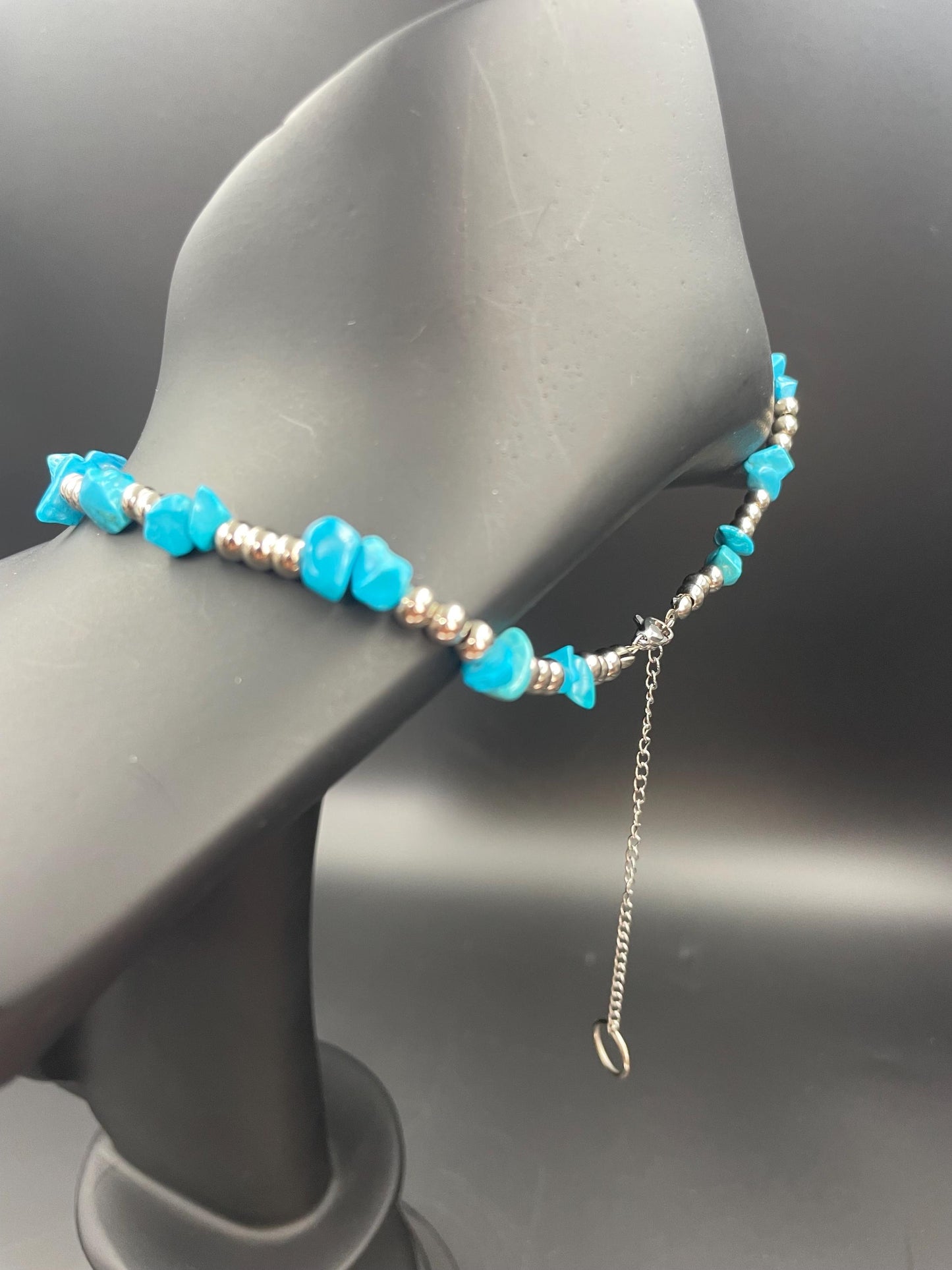 Handmade Turquoise Gemstone Necklace with Brass Beads | Healing Cr