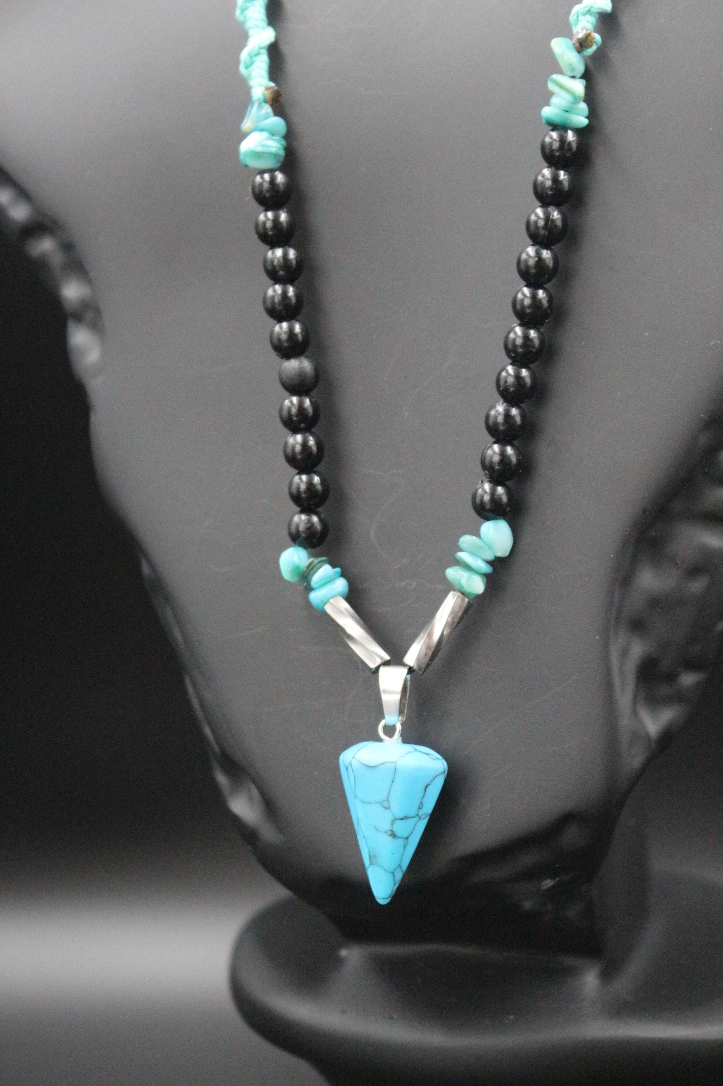 Handmade necklace from natural stones, turquoise and variscite stone necklace