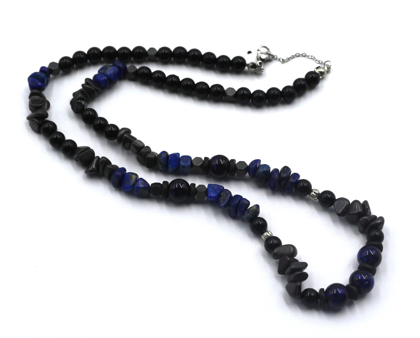 Handcrafted Lapis Lazuli & Hematite Necklace - Original Design, Natural Stones