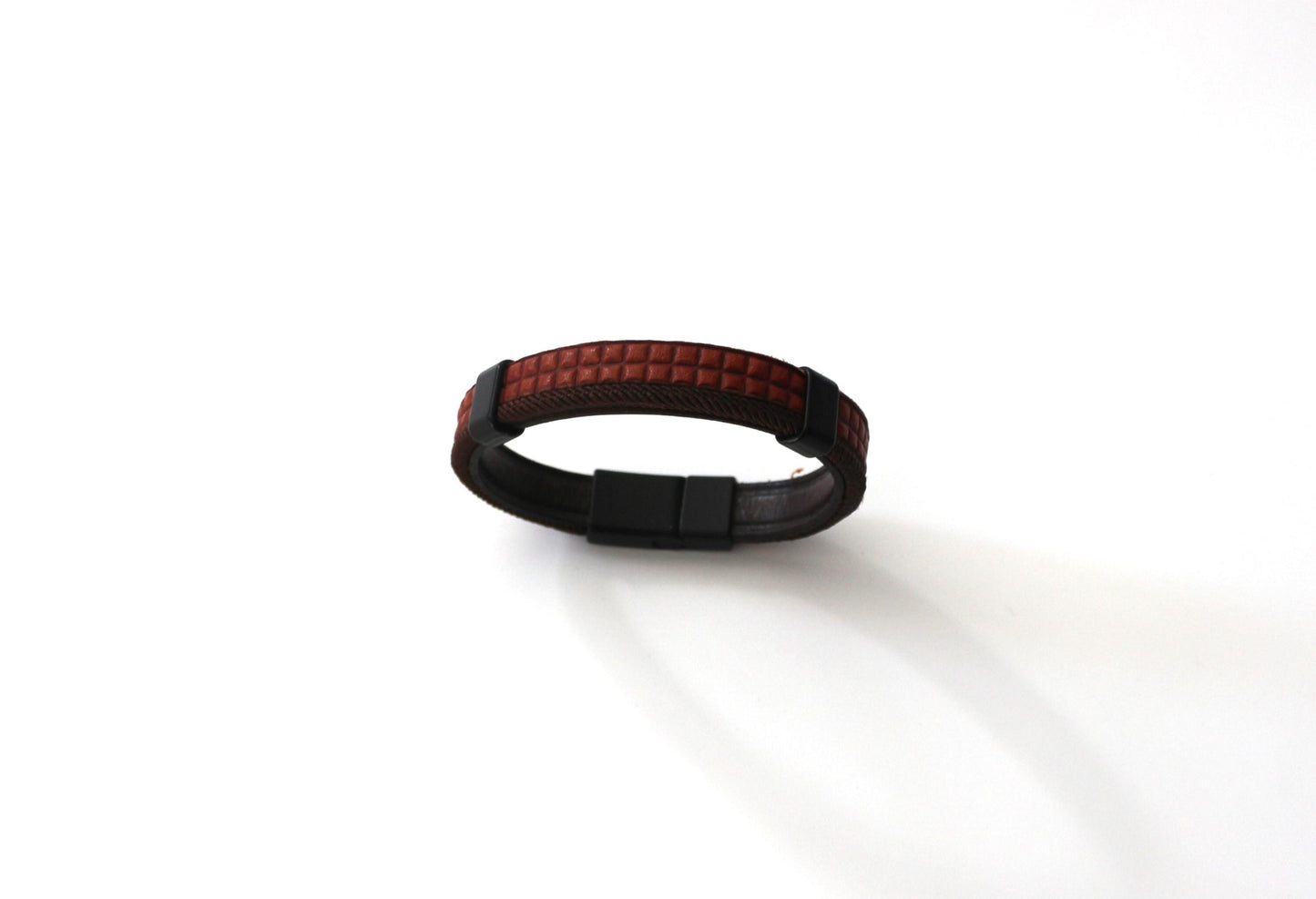 Water Buffalo Genuine Leather Bracelet, Beads, Wood and Coconut Shell
