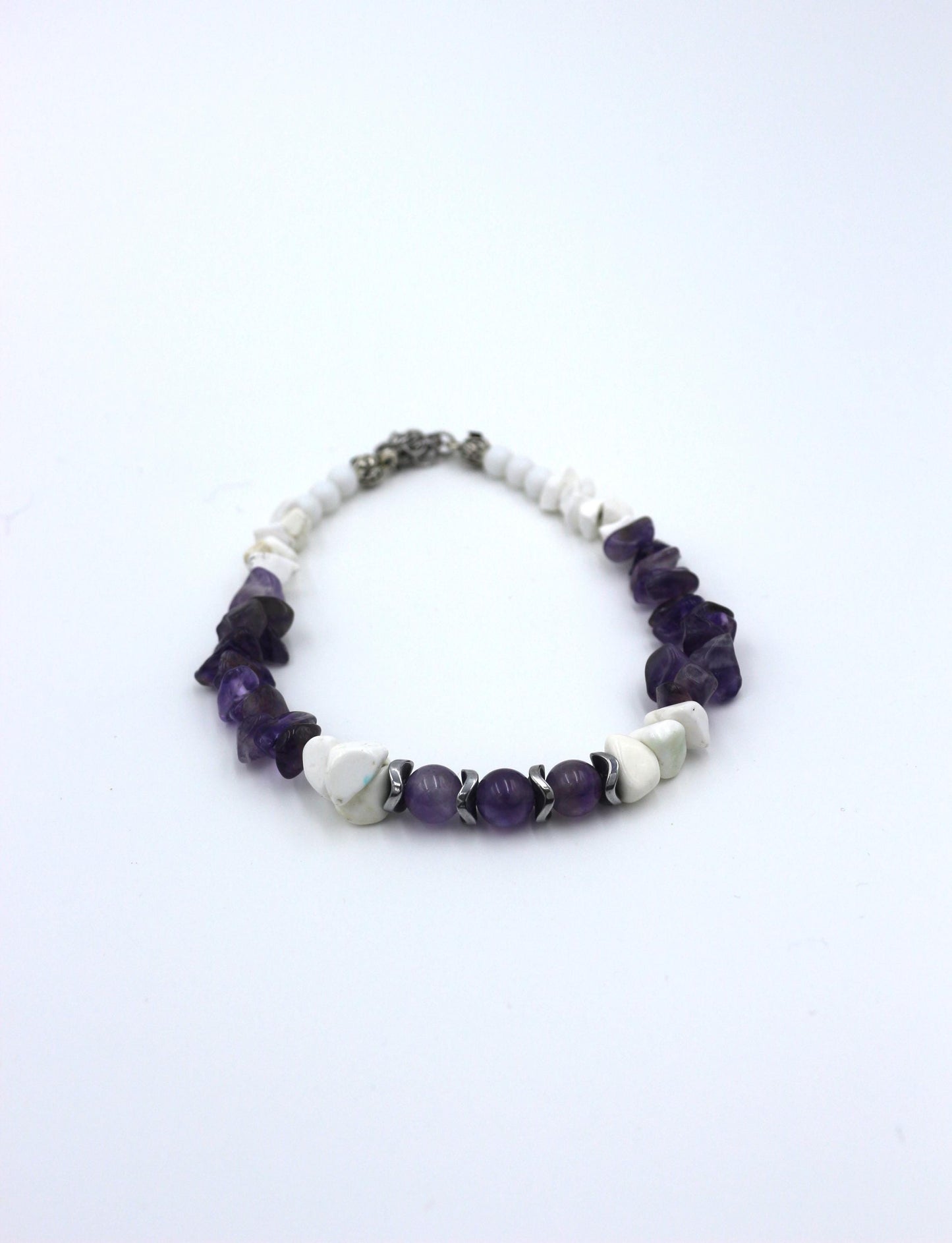 Luxury Women's Necklace | Natural Amethyst & White Agate | Handmade Elegant Jewelry