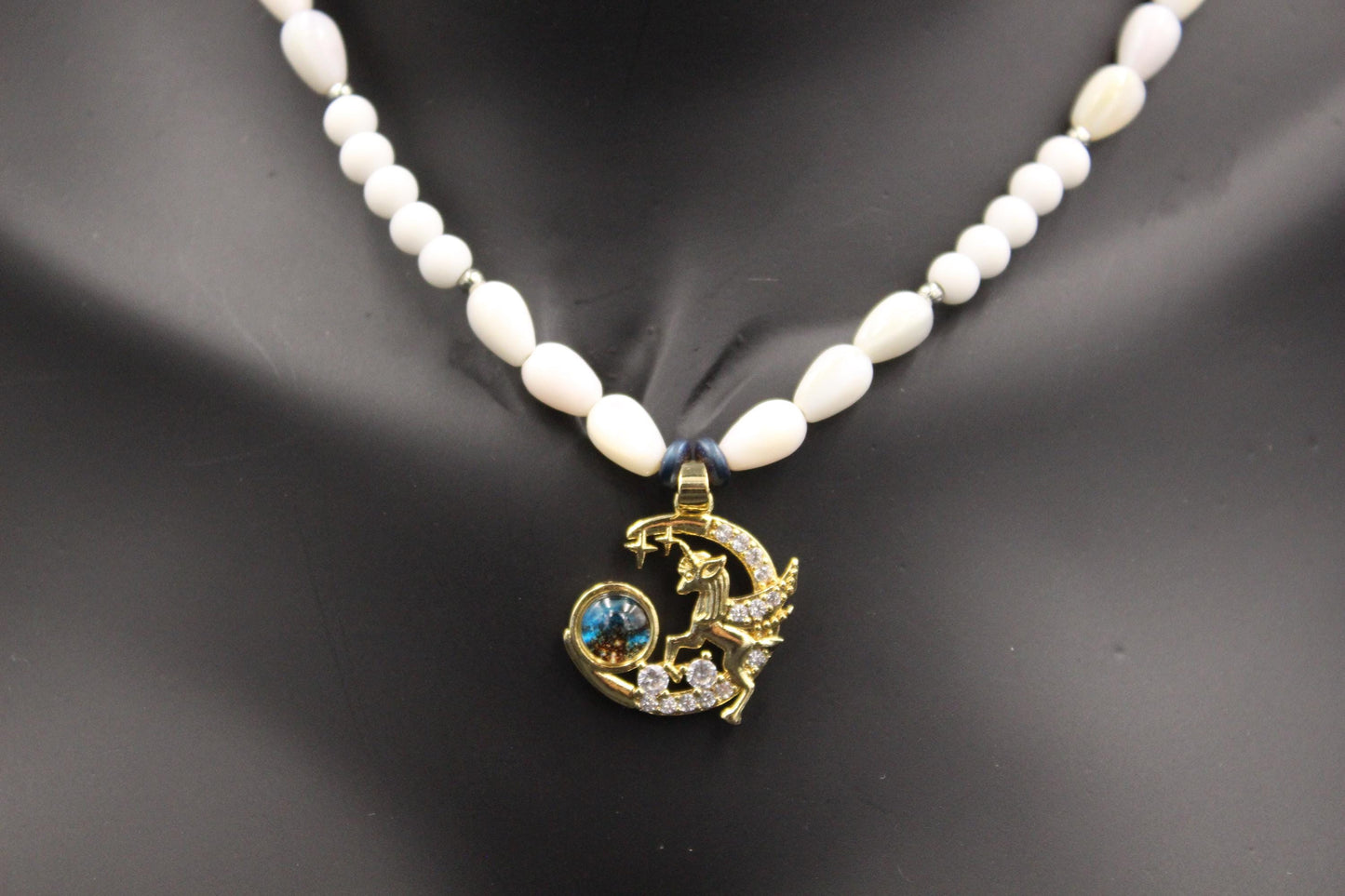 Handmade Pearl-Inspired Necklace with Celestial Pendant – "Moonlit Dream"