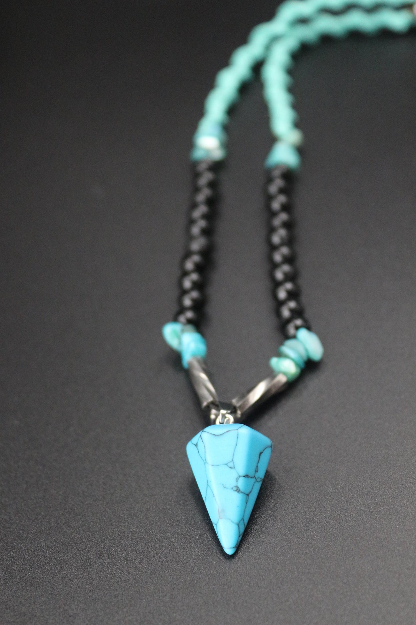 Handmade necklace from natural stones, turquoise and variscite stone necklace