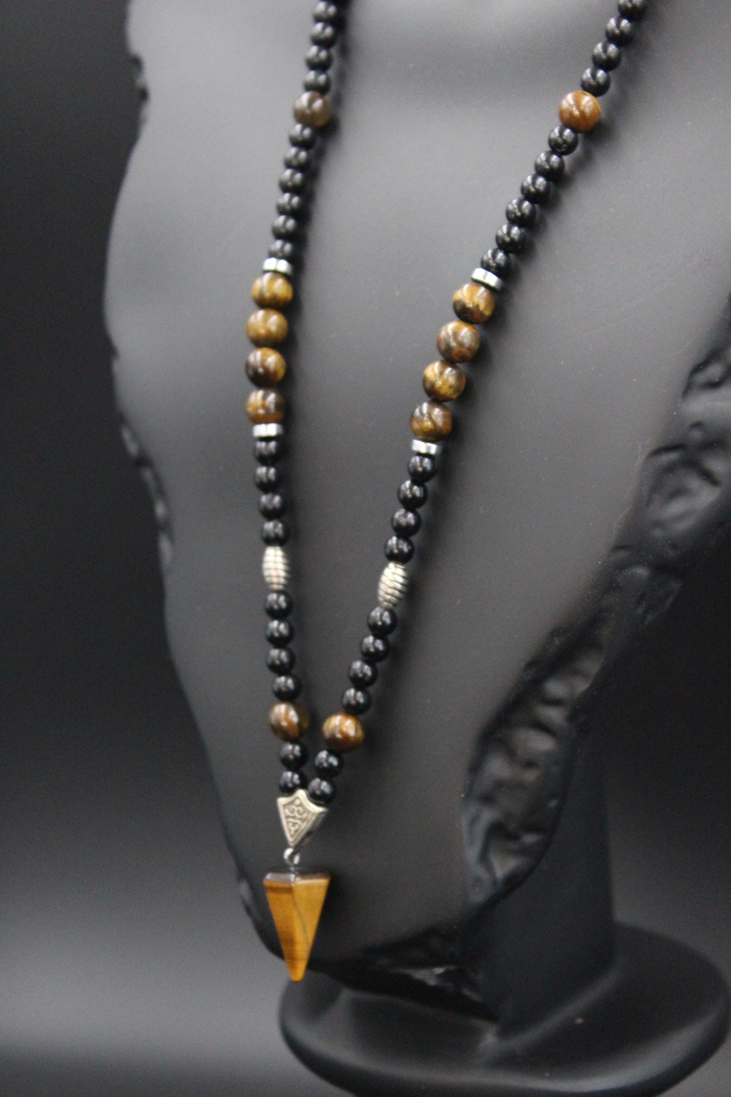 Handmade Tiger's Eye Necklace: Triangle Pendant, Boho Spiritual Jewelry