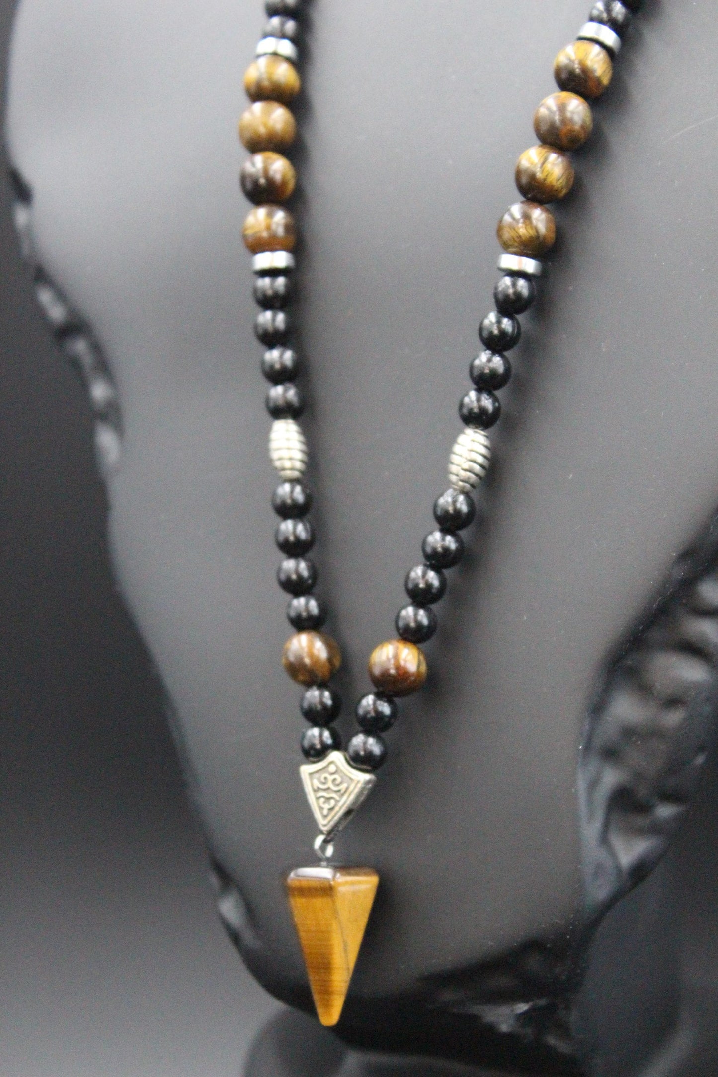 Handmade Tiger's Eye Necklace: Triangle Pendant, Boho Spiritual Jewelry