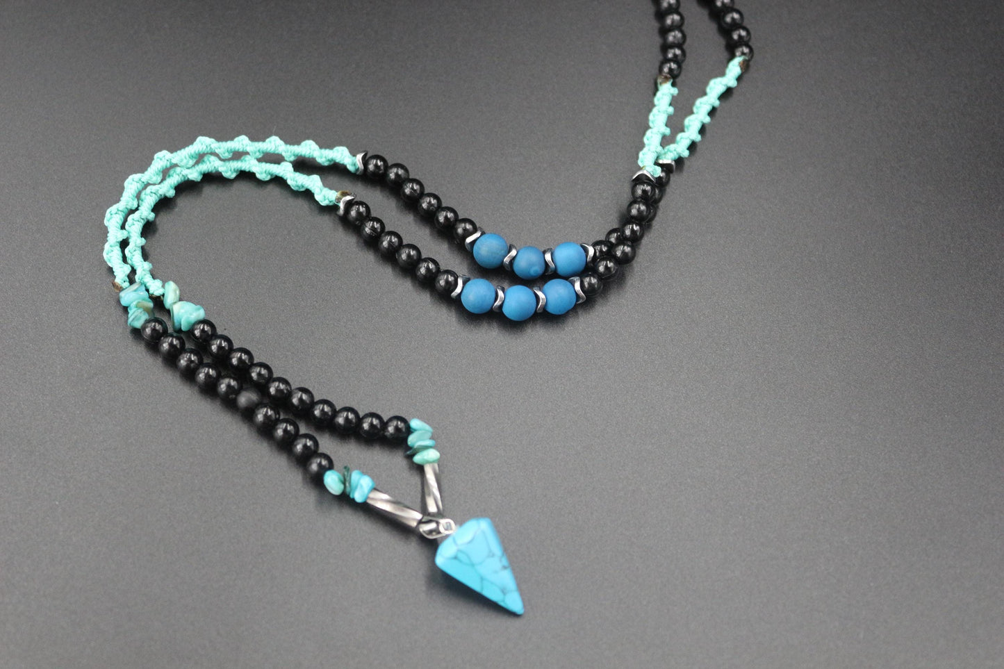 Handmade necklace from natural stones, turquoise and variscite stone necklace