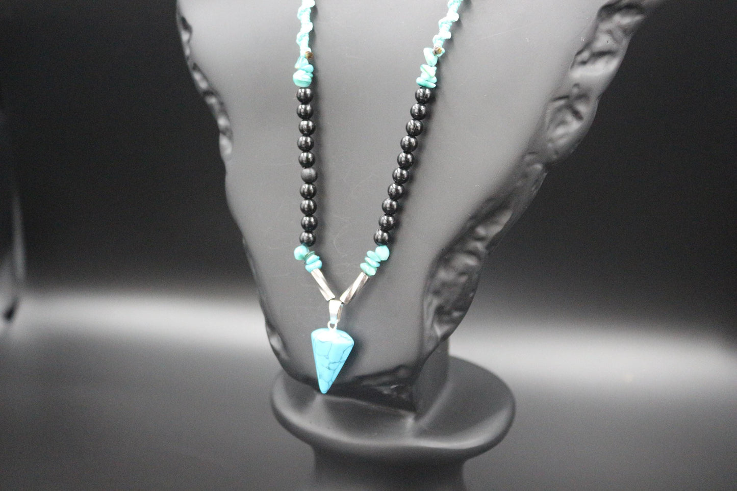 Handmade necklace from natural stones, turquoise and variscite stone necklace