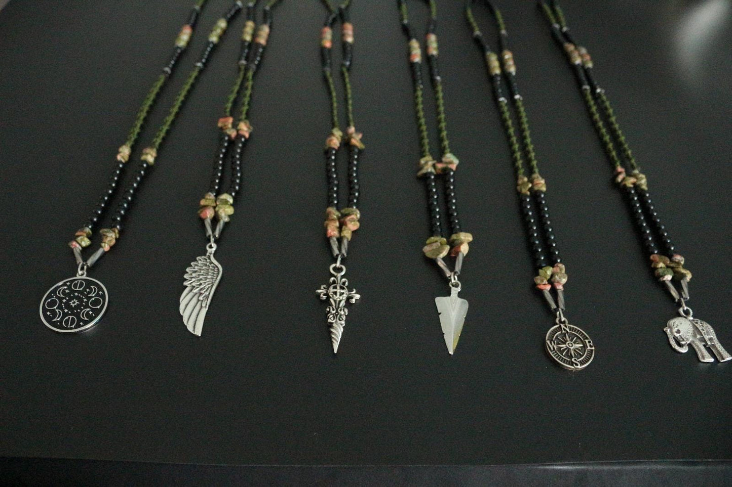 Handmade Unakite Natural Stone Men's Necklace – Special Design, Casual Style, Unique Collection
