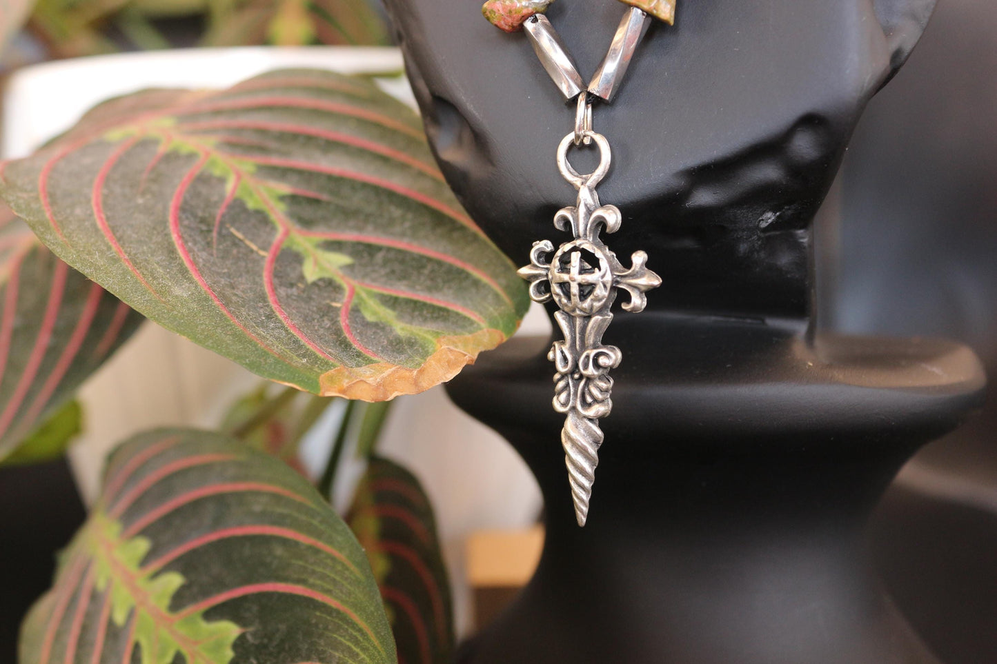 Handmade Unakite Natural Stone Men's Necklace – Special Design, Casual Style, Unique Collection