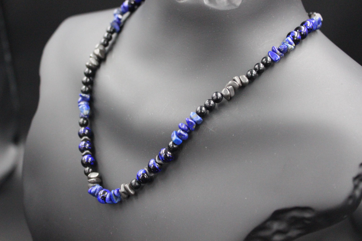 Hematite and Lapis Lazuli Necklace - Handmade, Original Design
