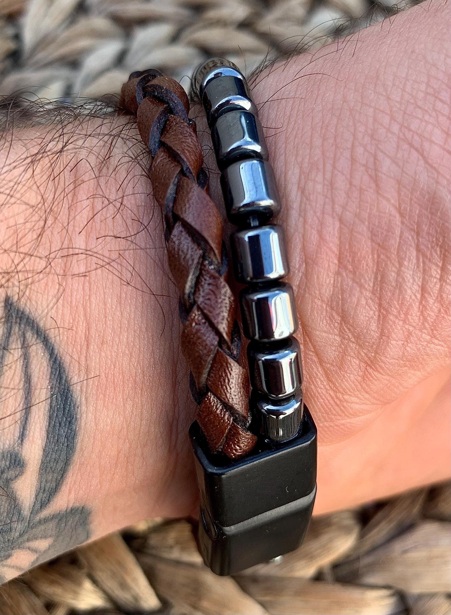 gamstone ama original leather Hematite ,quality and masculinity special design