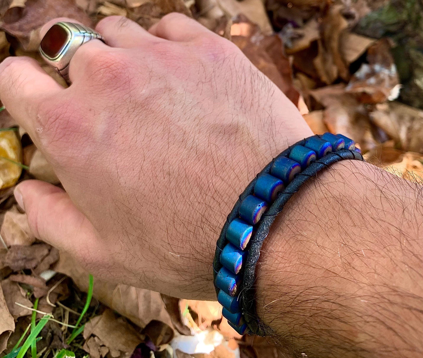 Men's Hematite Bracelet: Natural Stone, Minimalist Energy Jewelry