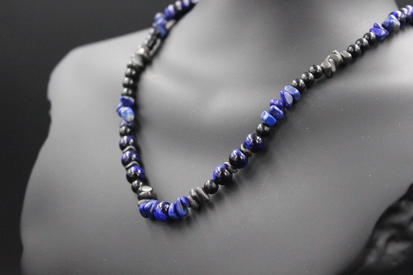 Hematite and Lapis Lazuli Necklace - Handmade, Original Design