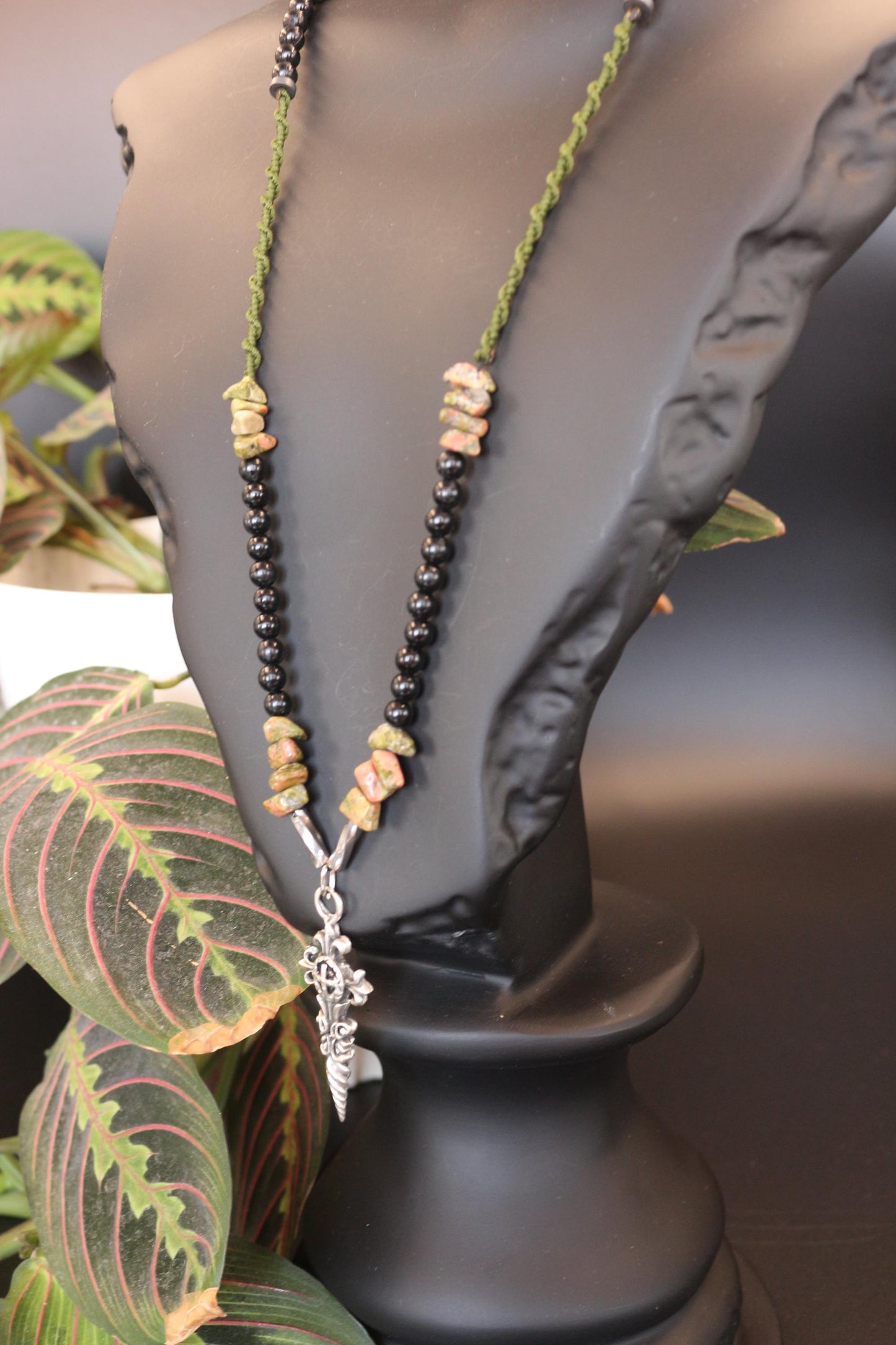 Handmade Unakite Natural Stone Men's Necklace – Special Design, Casual Style, Unique Collection