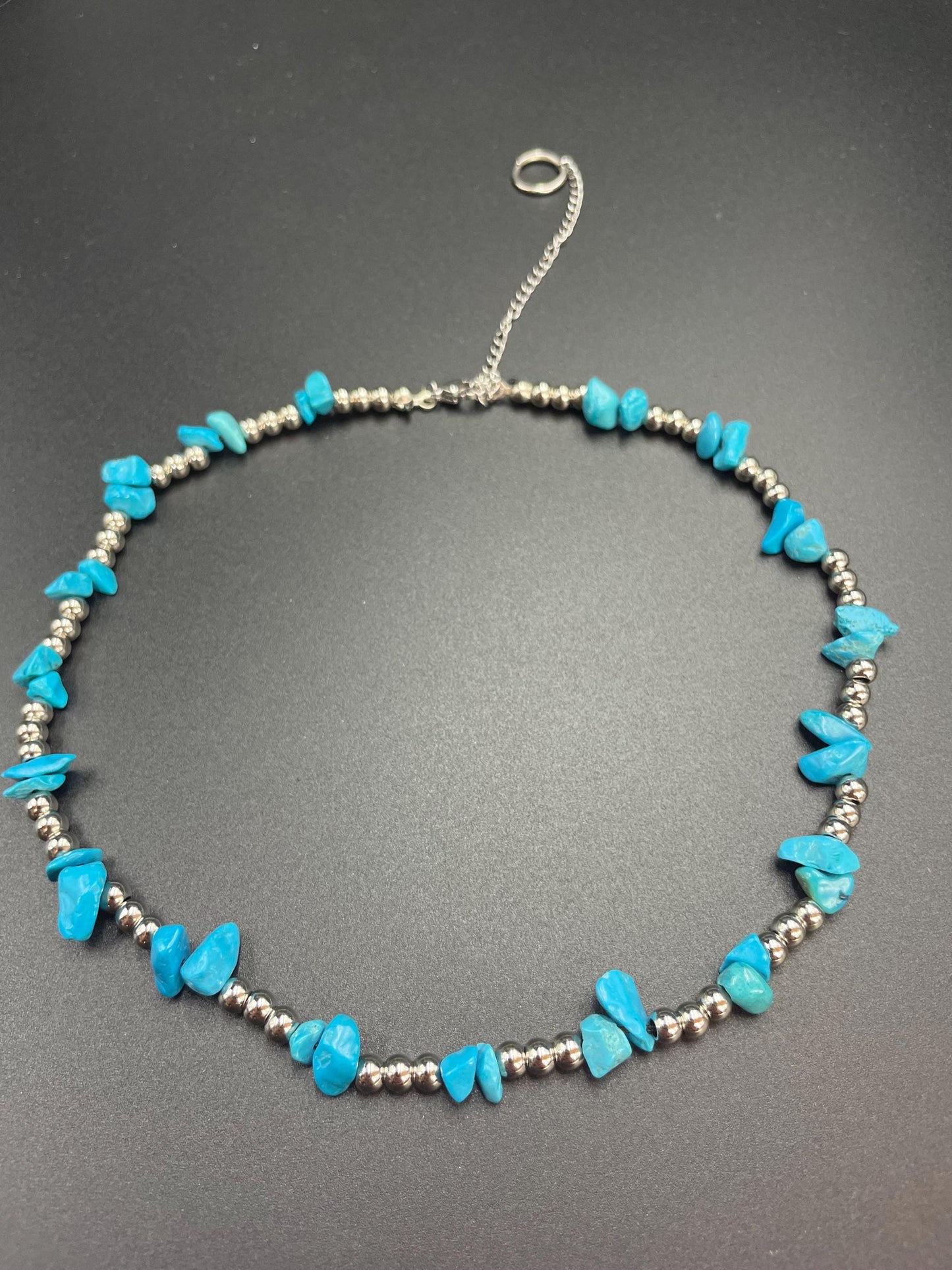 Handmade Turquoise Gemstone Necklace with Brass Beads | Healing Cr
