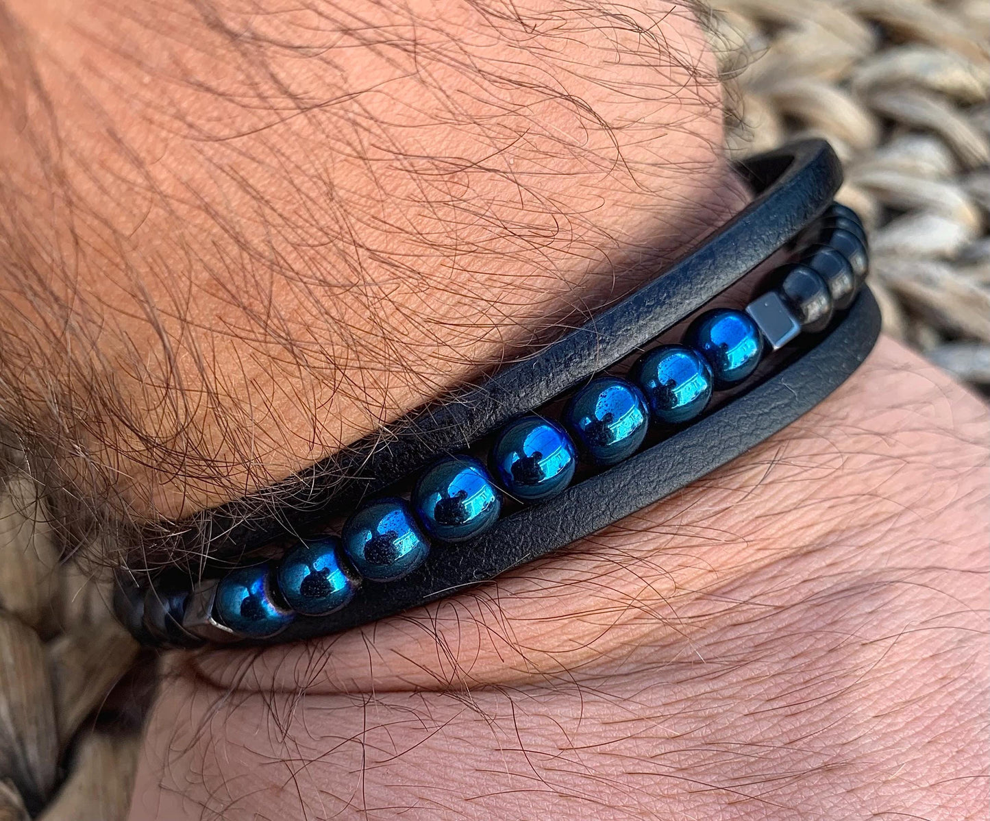 gamstone ama original leather Hematite ,quality and masculinity special design