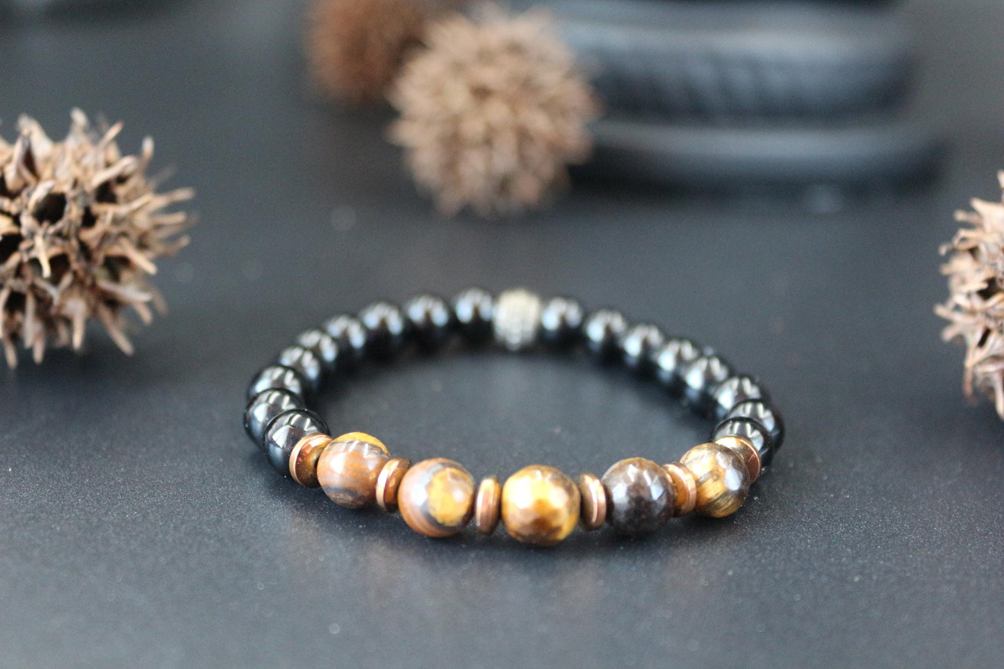 Tiger's Eye and Black Onyx Bracelet