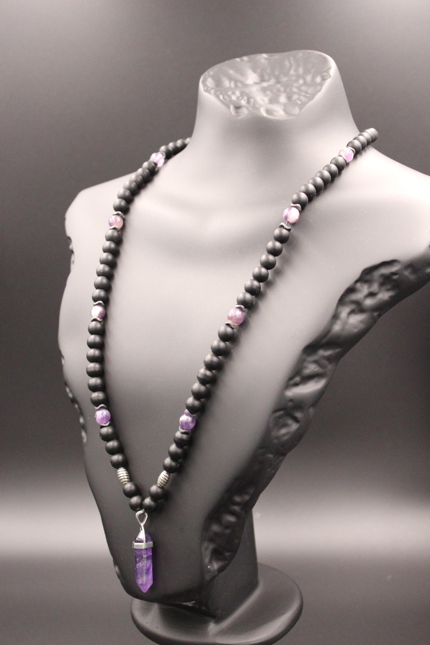 Handmade Unisex Amethyst Necklace – Natural and Stylish Design