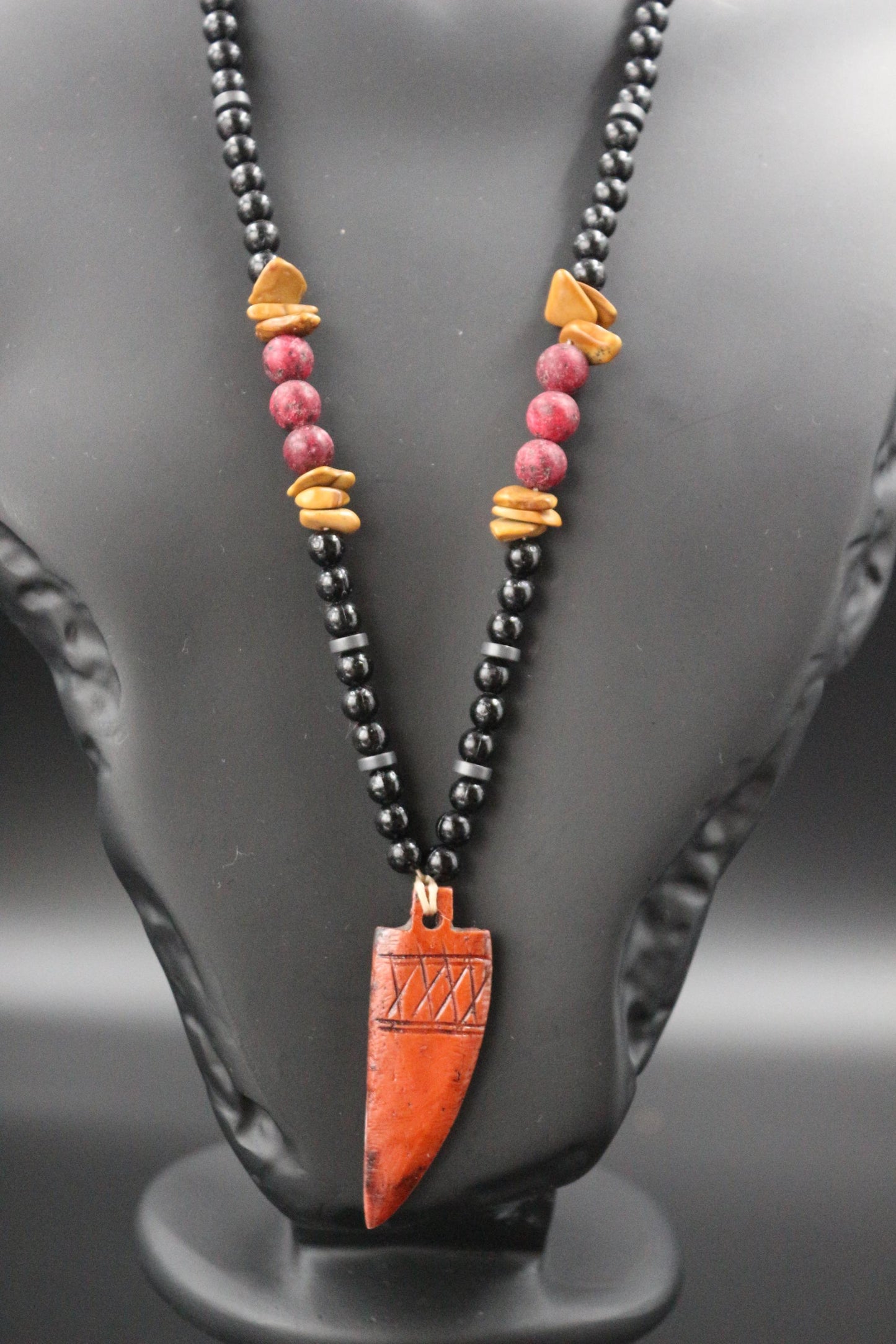 Red Garnet and Yellow Jasper Necklace. Handmade Necklace, Original Design – "Earth Energy"