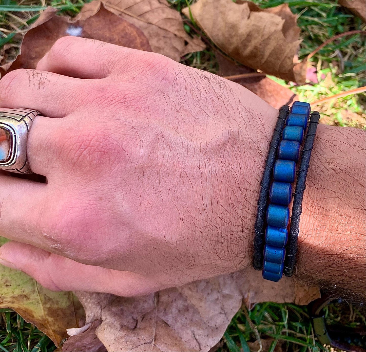 Men's Hematite Bracelet: Natural Stone, Minimalist Energy Jewelry