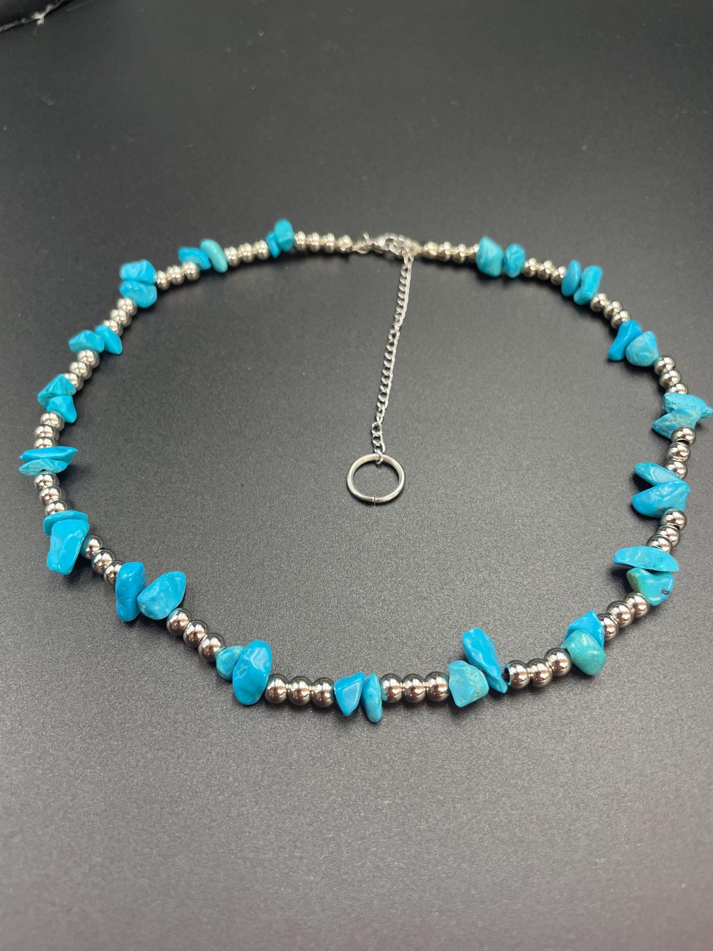 Handmade Turquoise Gemstone Necklace with Brass Beads | Healing Cr