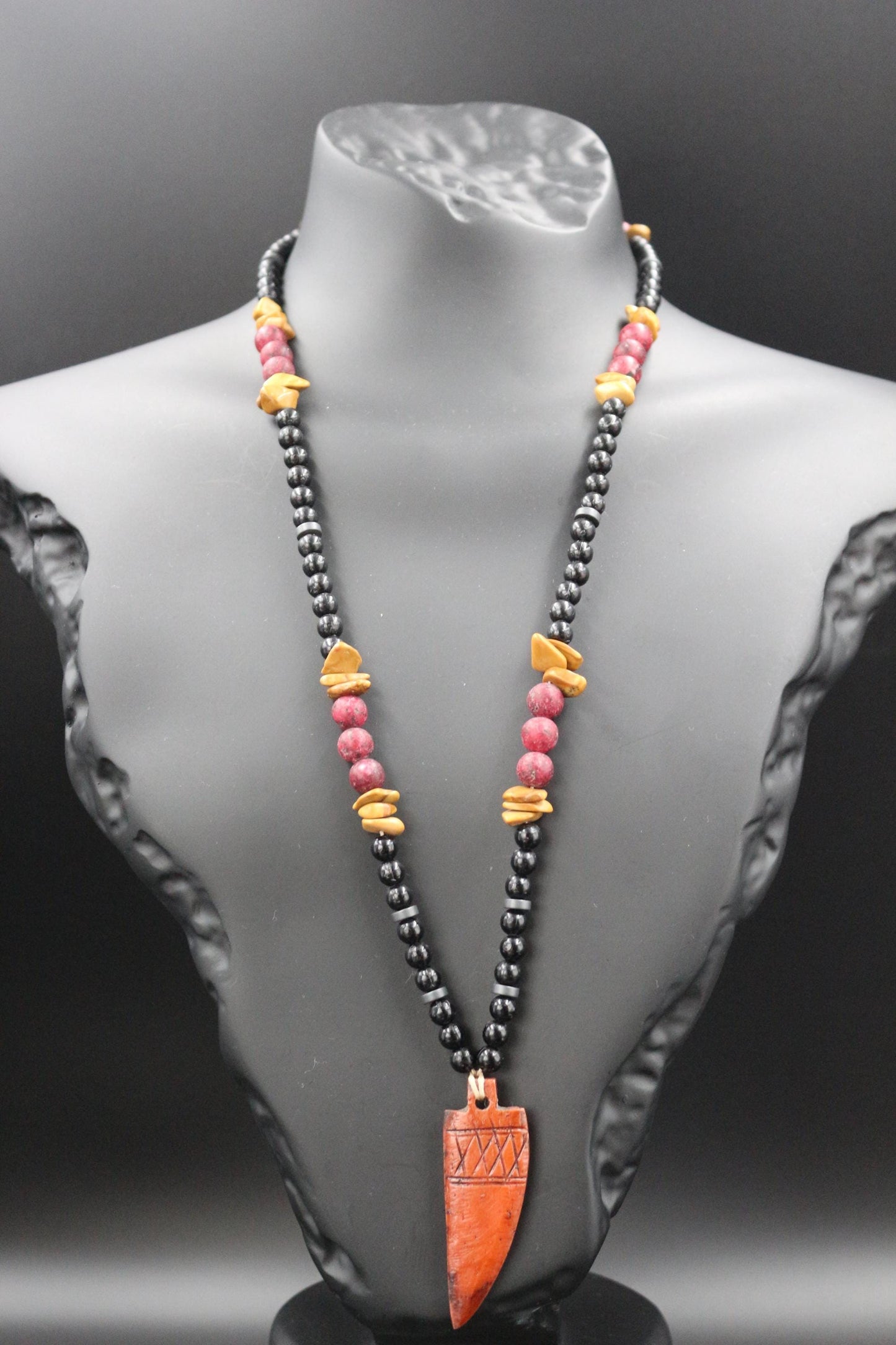 Red Garnet and Yellow Jasper Necklace. Handmade Necklace, Original Design – "Earth Energy"