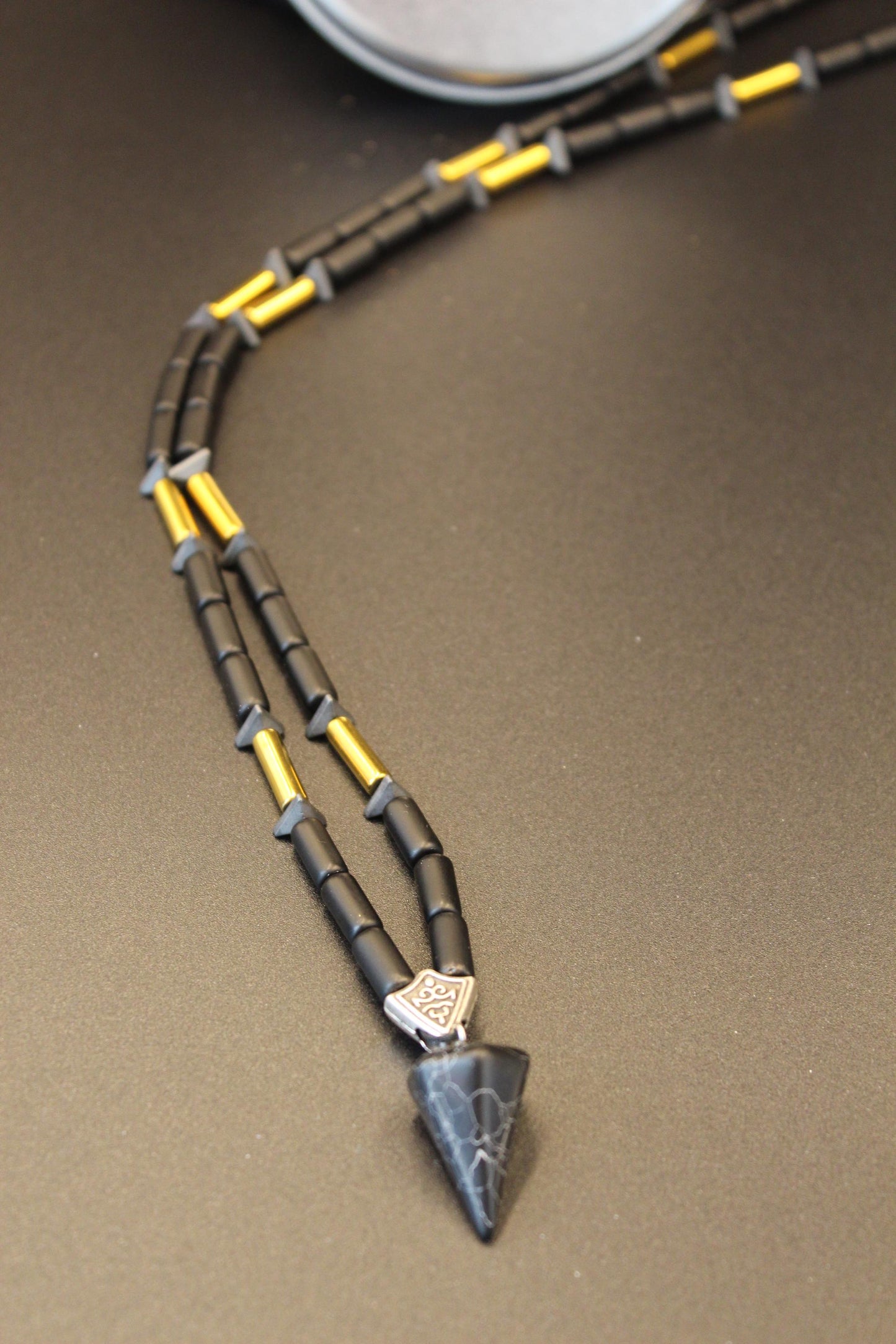 Handmade Black Quartz, Onyx and Hematite Necklace – Natural and Stylish Design