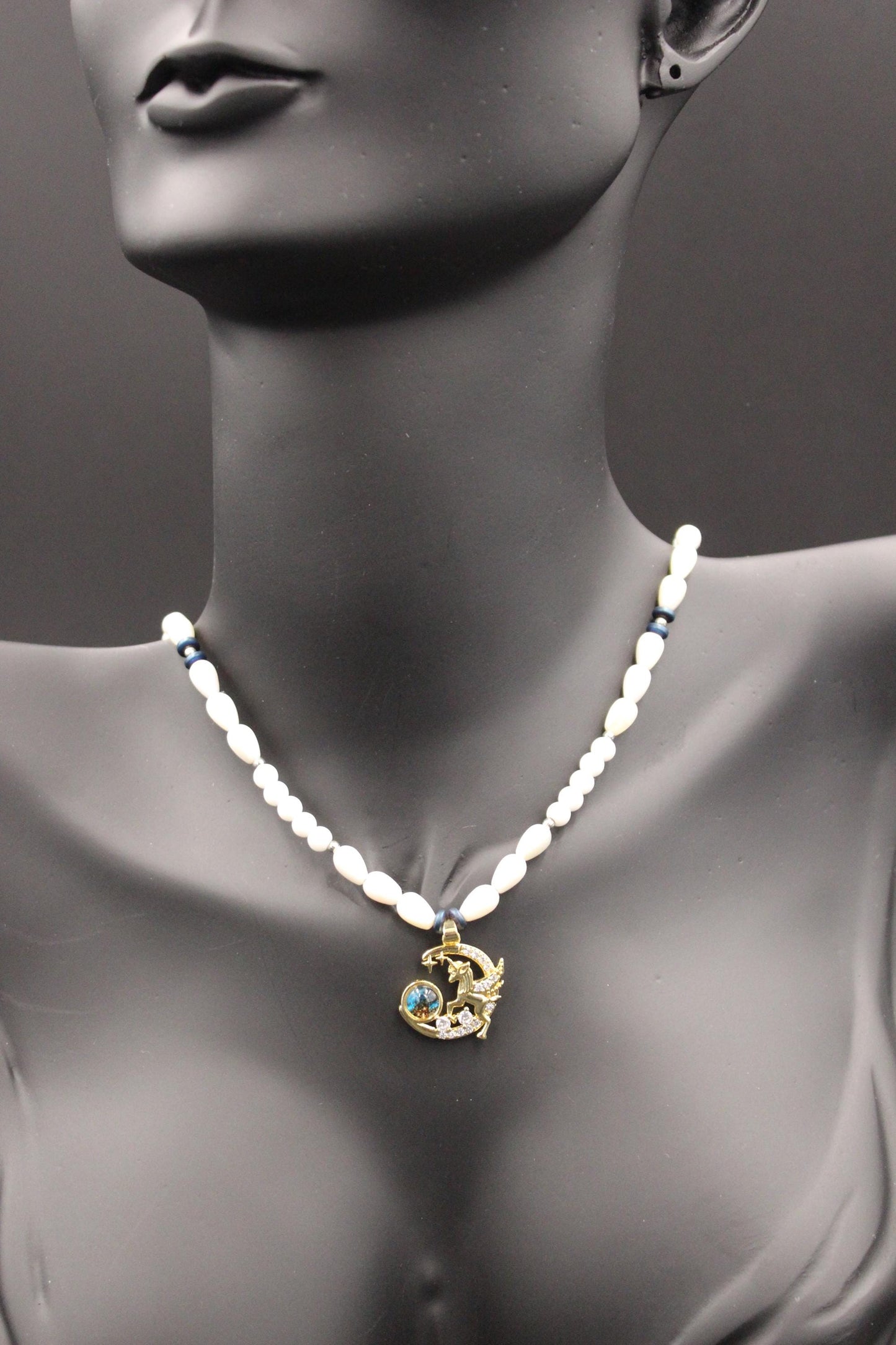 Handmade Pearl-Inspired Necklace with Celestial Pendant – "Moonlit Dream"