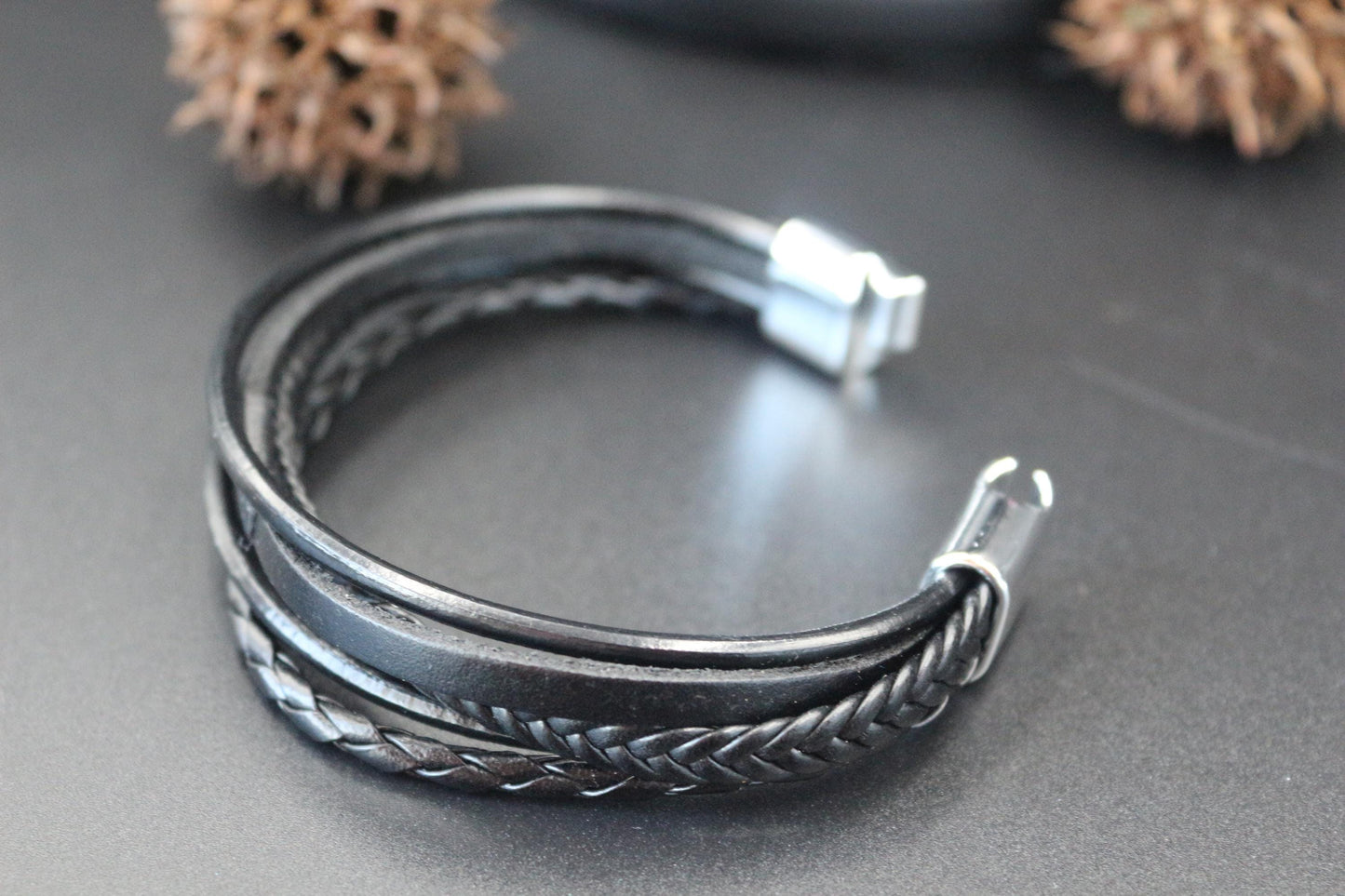 Men's Bracelet - Genuine Leather, Handmade