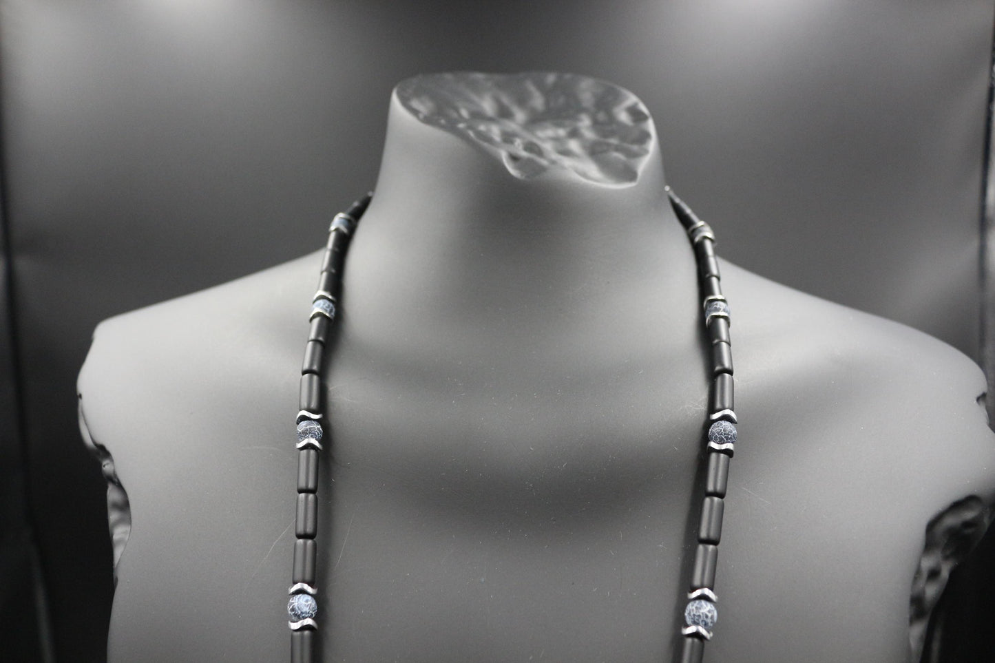 Handmade Necklace with Pendulum – Natural Crab Agate Onyx Stone, Healing Jewelry