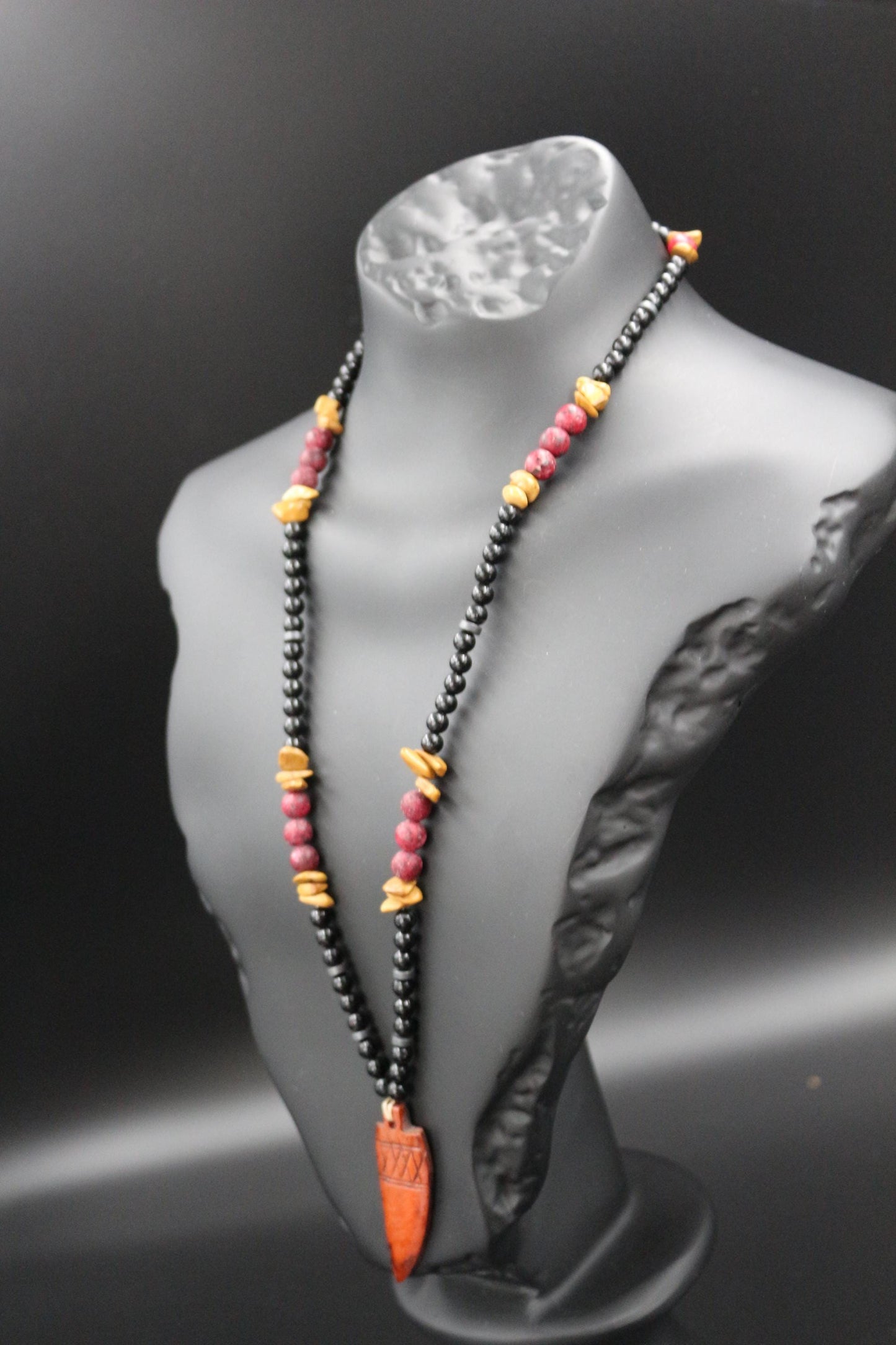 Red Garnet and Yellow Jasper Necklace. Handmade Necklace, Original Design – "Earth Energy"