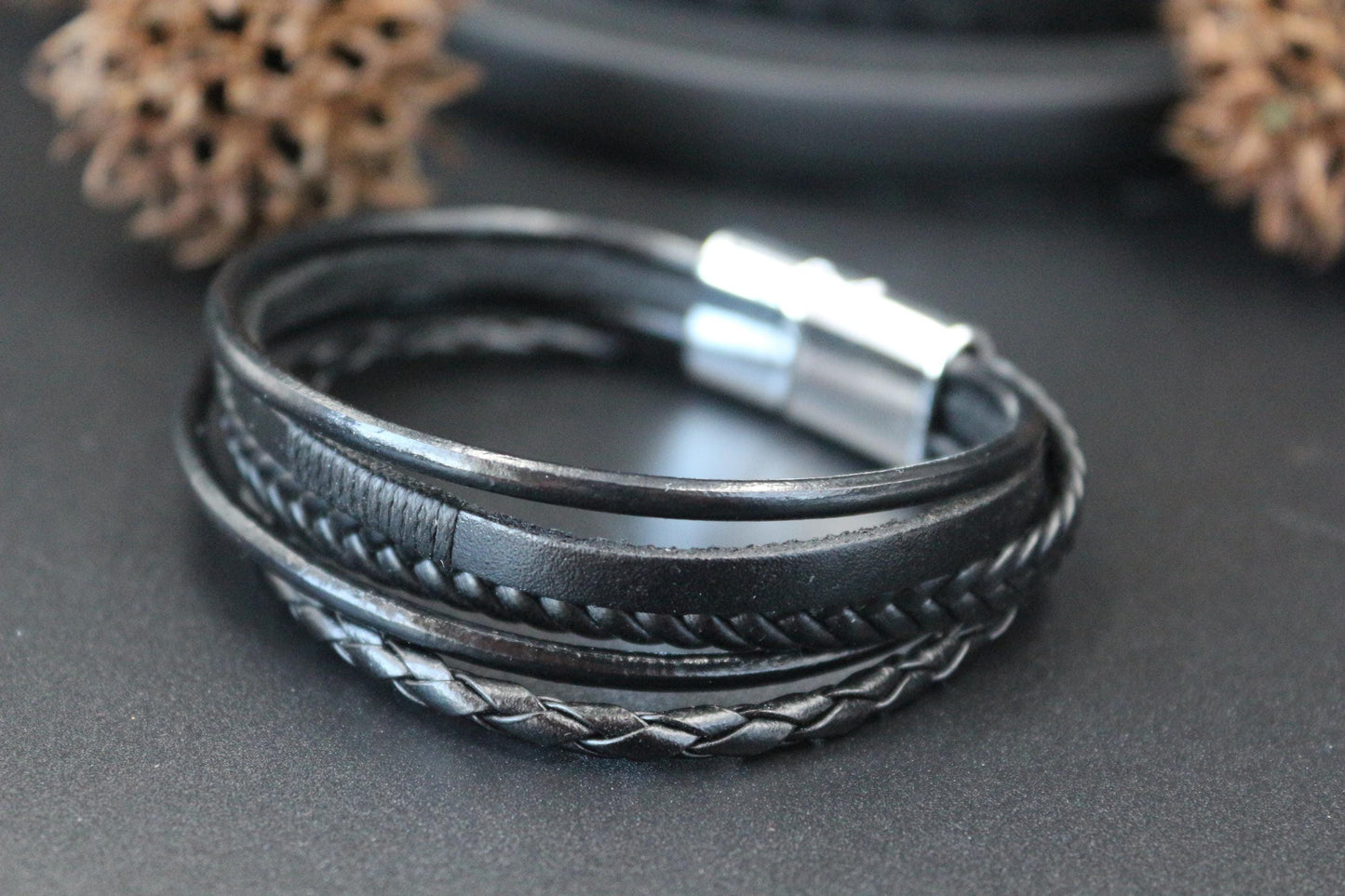 Men's Bracelet - Genuine Leather, Handmade