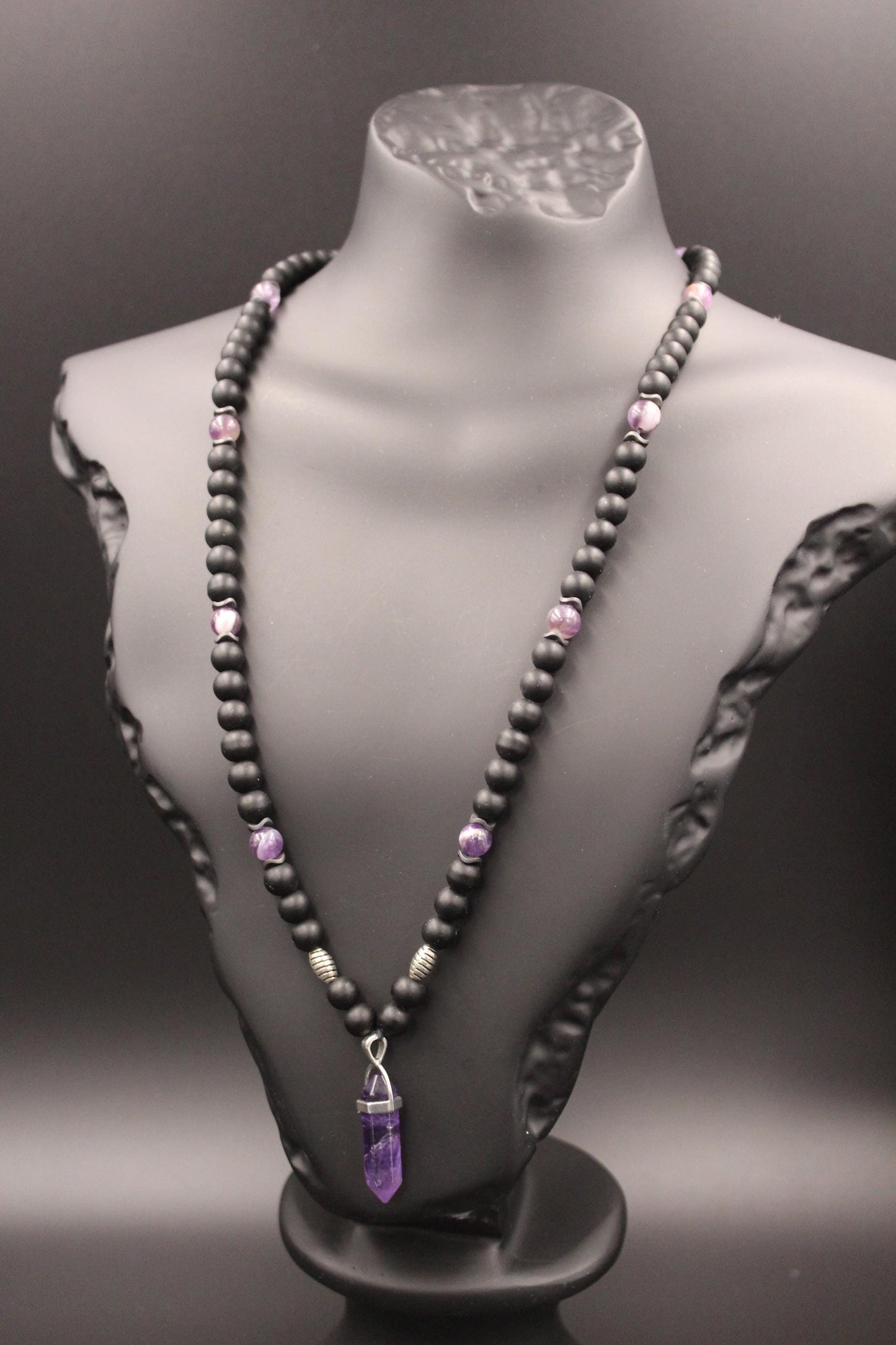 Handmade Unisex Amethyst Necklace – Natural and Stylish Design