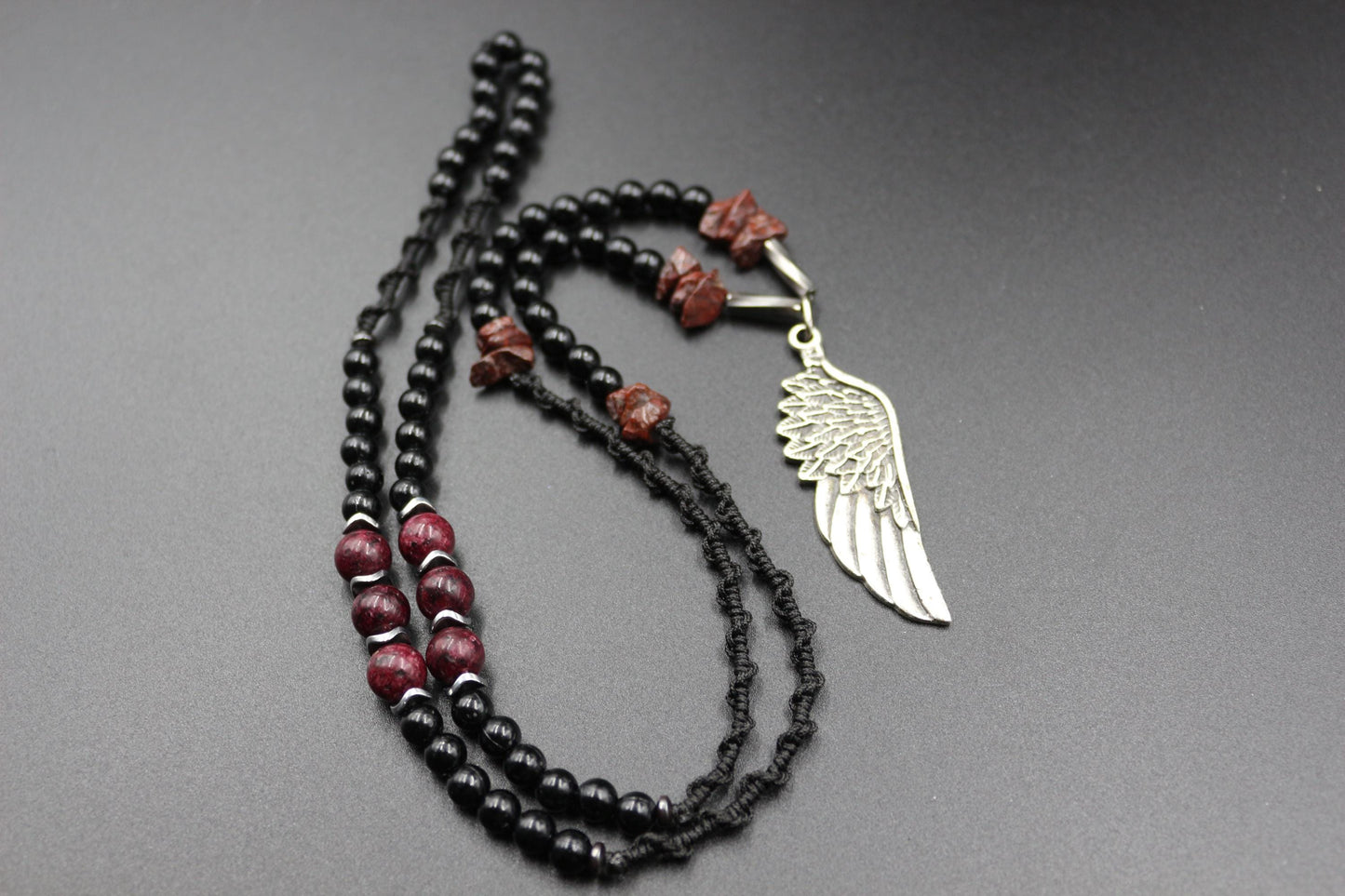 Red Jasper and Symbolic Pendant - Handmade Necklace