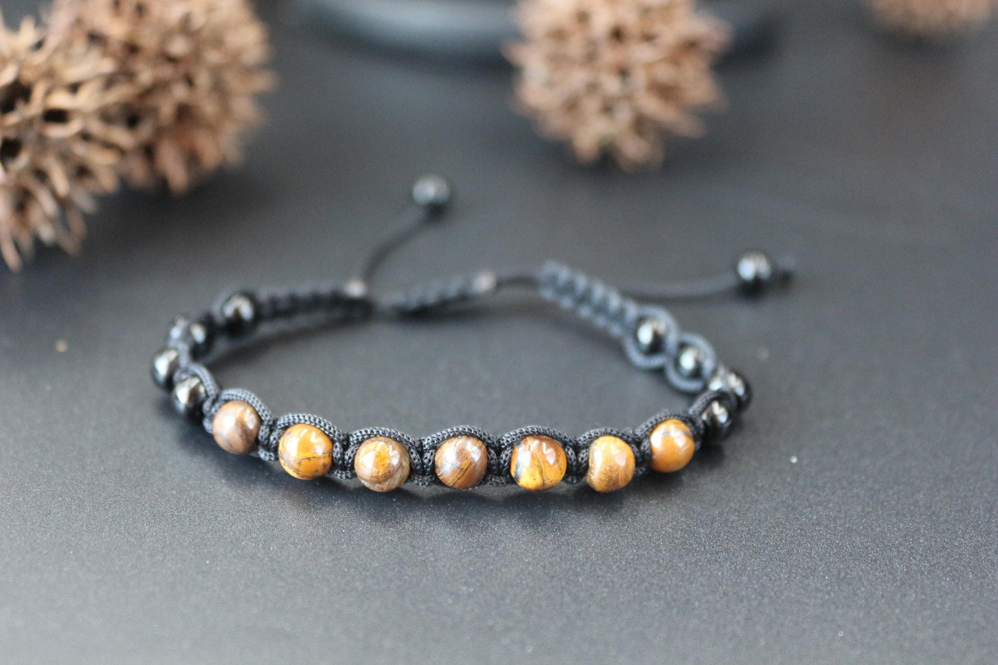 Bracelet - Handmade with Tiger's Eye and Onyx